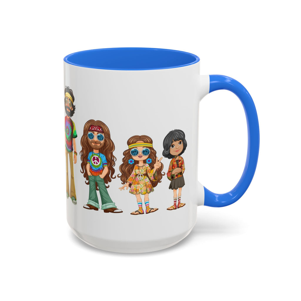 Retro Hippie Characters Mug | 11oz or 15oz Color Accent Ceramic