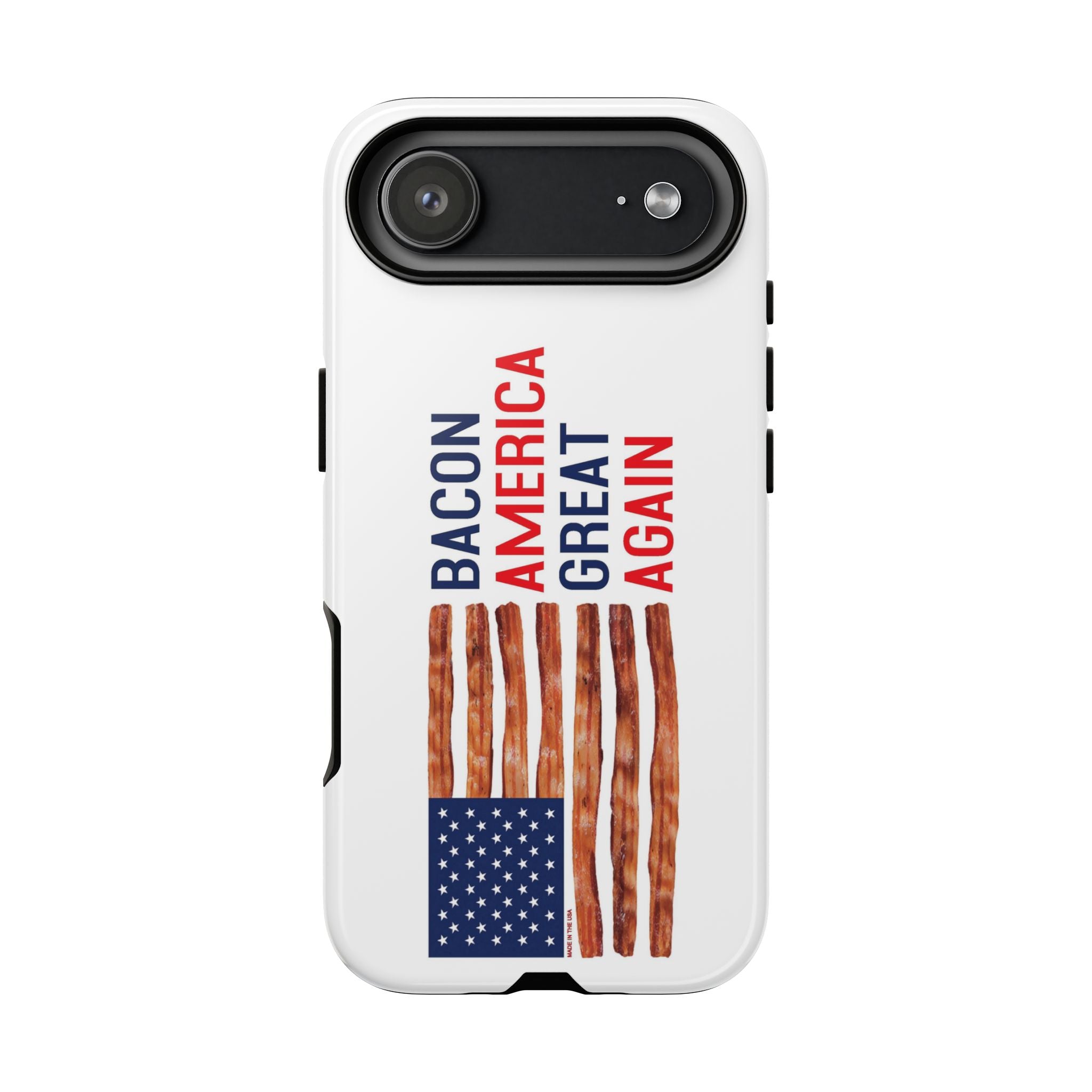 Bacon American Great Again phone case | patriotic bacon flag iPhone case