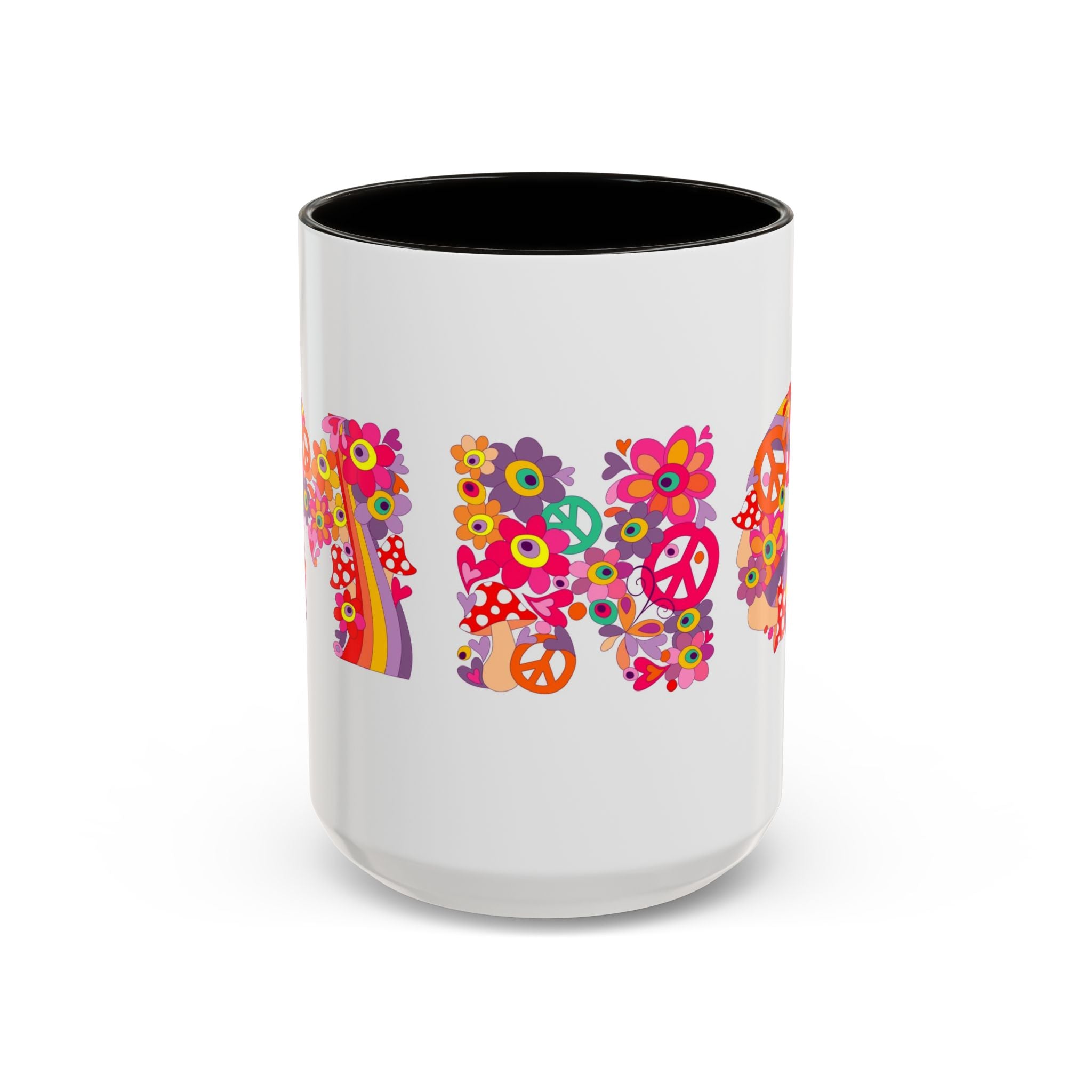 Retro Peace Flower Power Mug | Colorful 70s Hippie Design