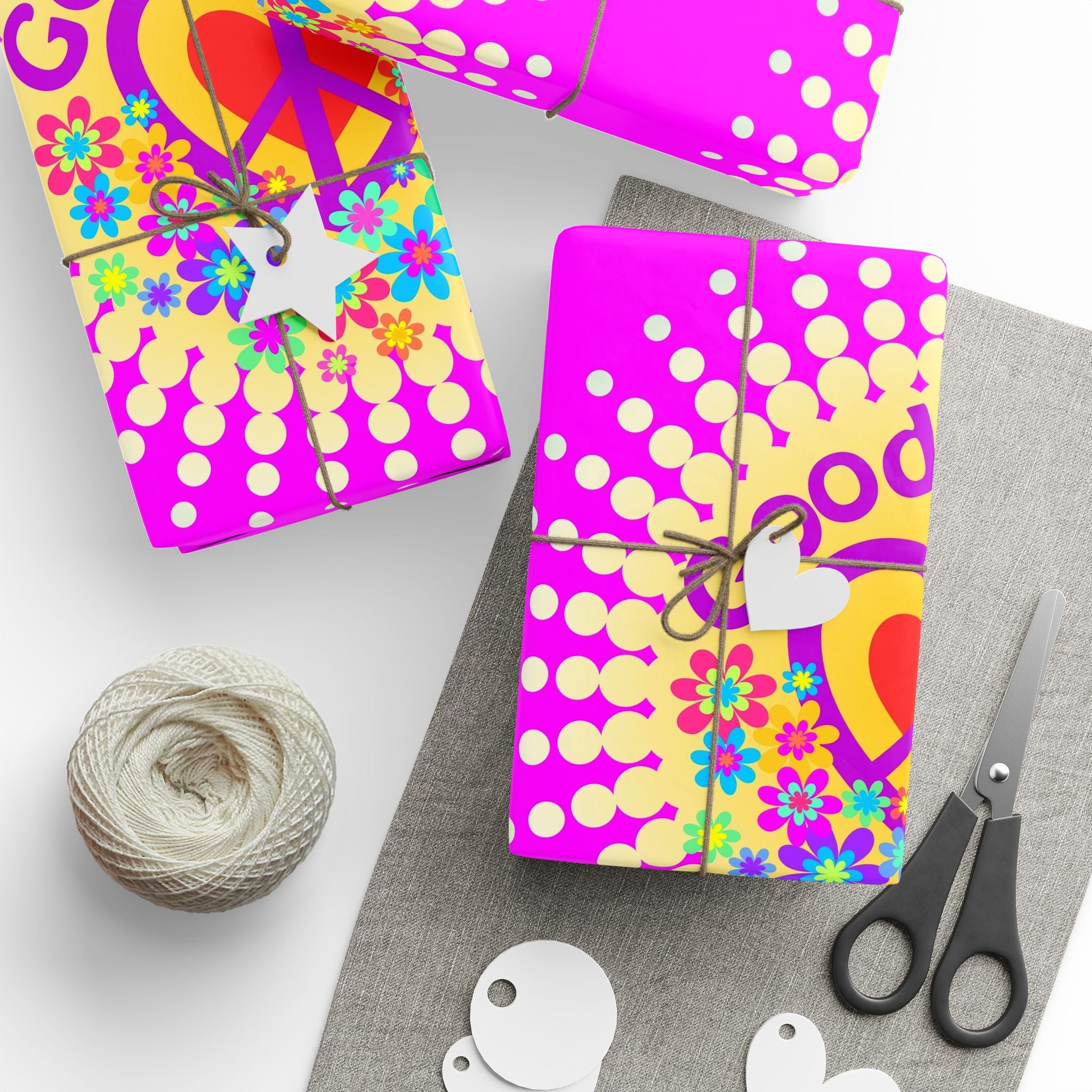 Bright Pink Floral Wrapping Paper Roll — Retro Daisy Gift Wrap