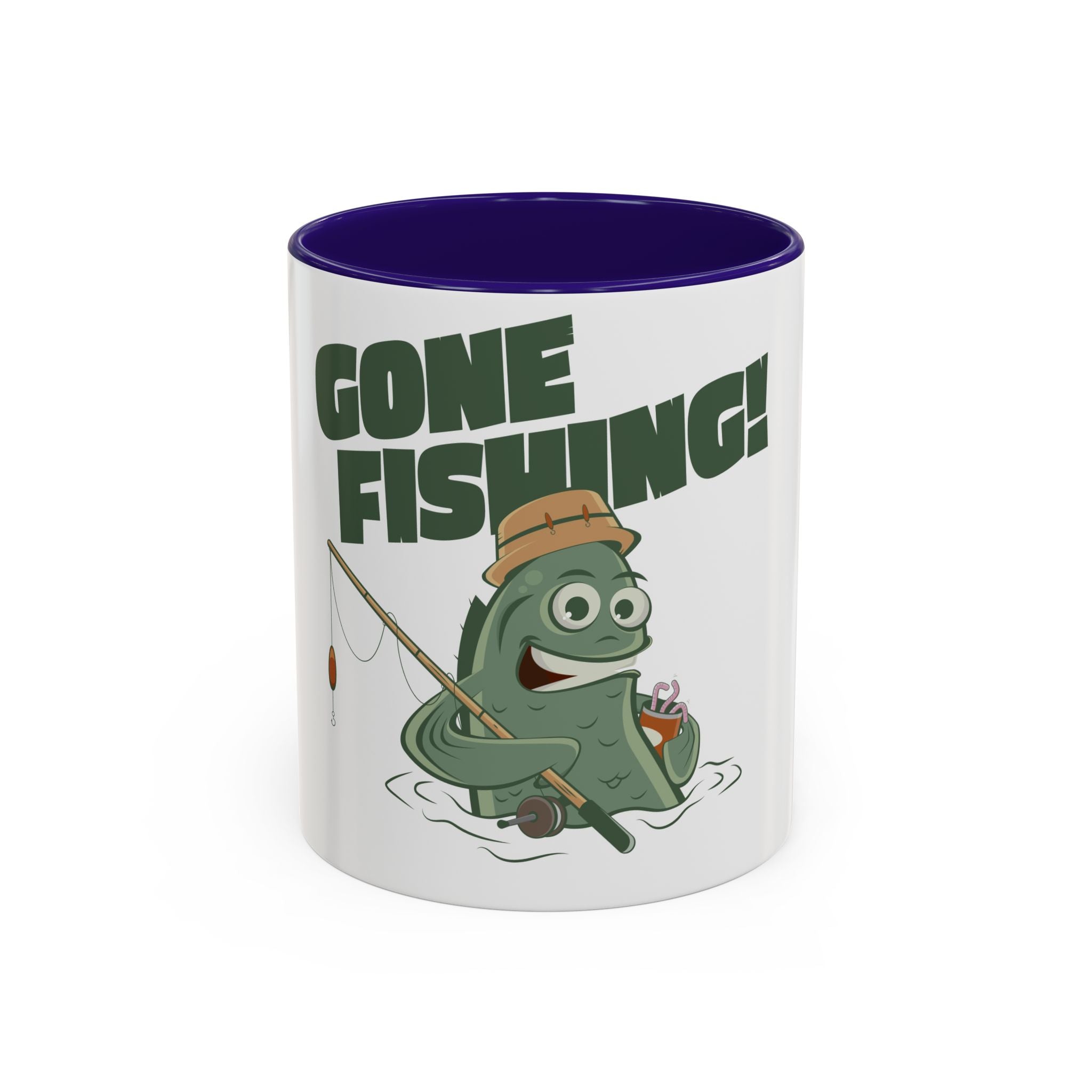 Gone Fishing fish character Mug | 11oz 15oz colorful ceramic