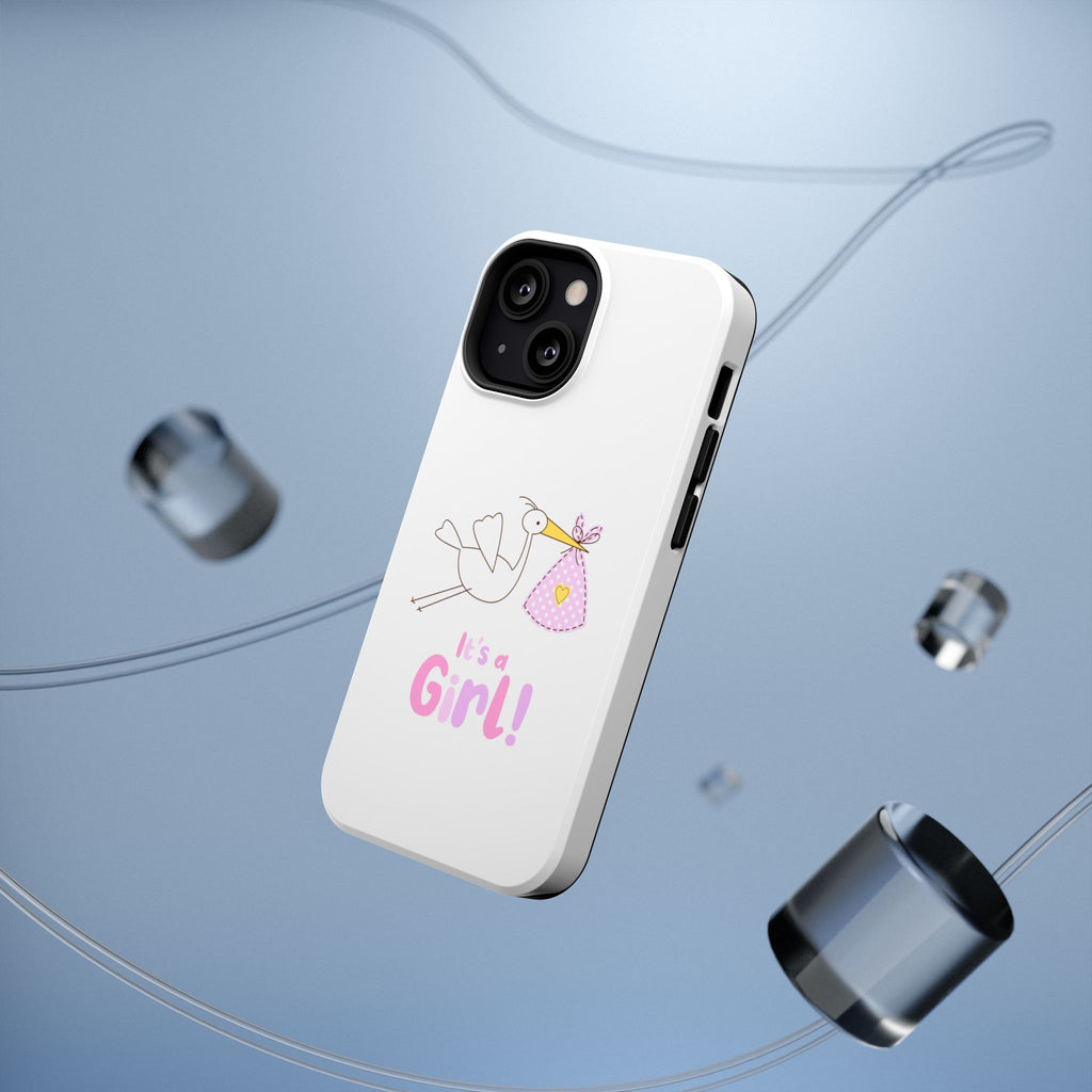 Stork carrying bundle "It's a Girl!" Phone Case | Impact-Resistant Case