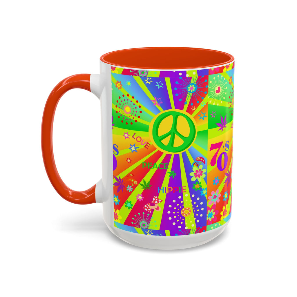 70s Peace Sign Psychedelic Mug | Retro Hippie Rainbow Coffee Cup