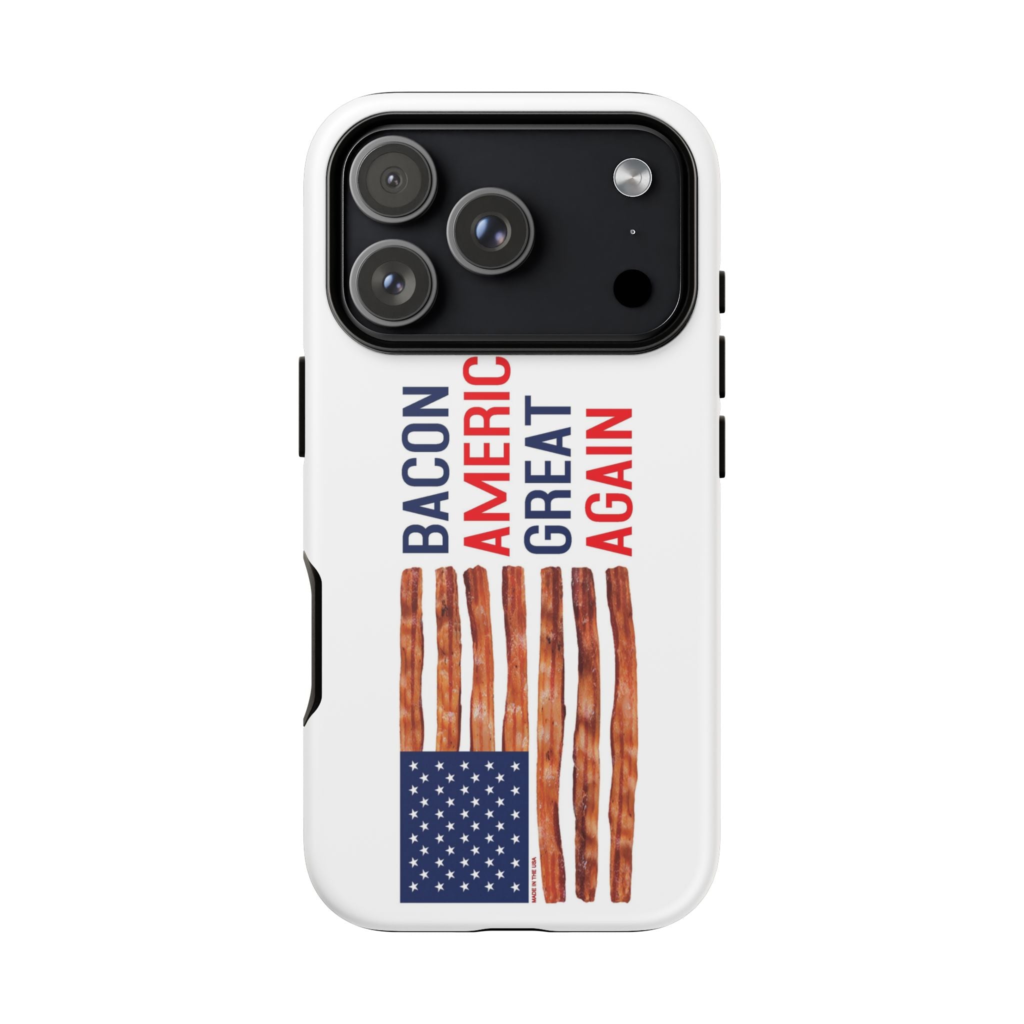 Bacon American Great Again phone case | patriotic bacon flag iPhone case