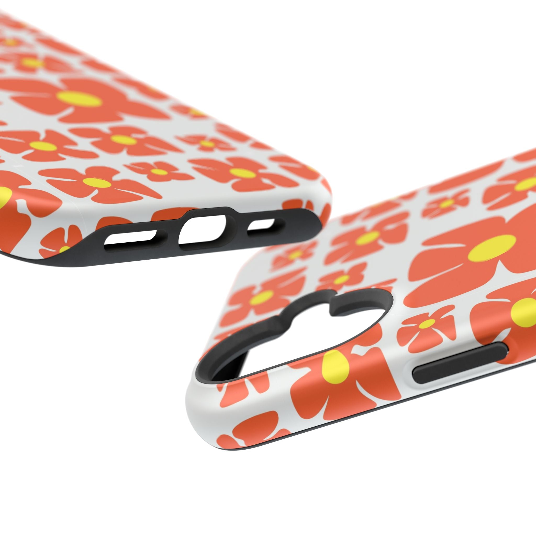 Retro Orange Floral Phone Case | Impact-Resistant Case