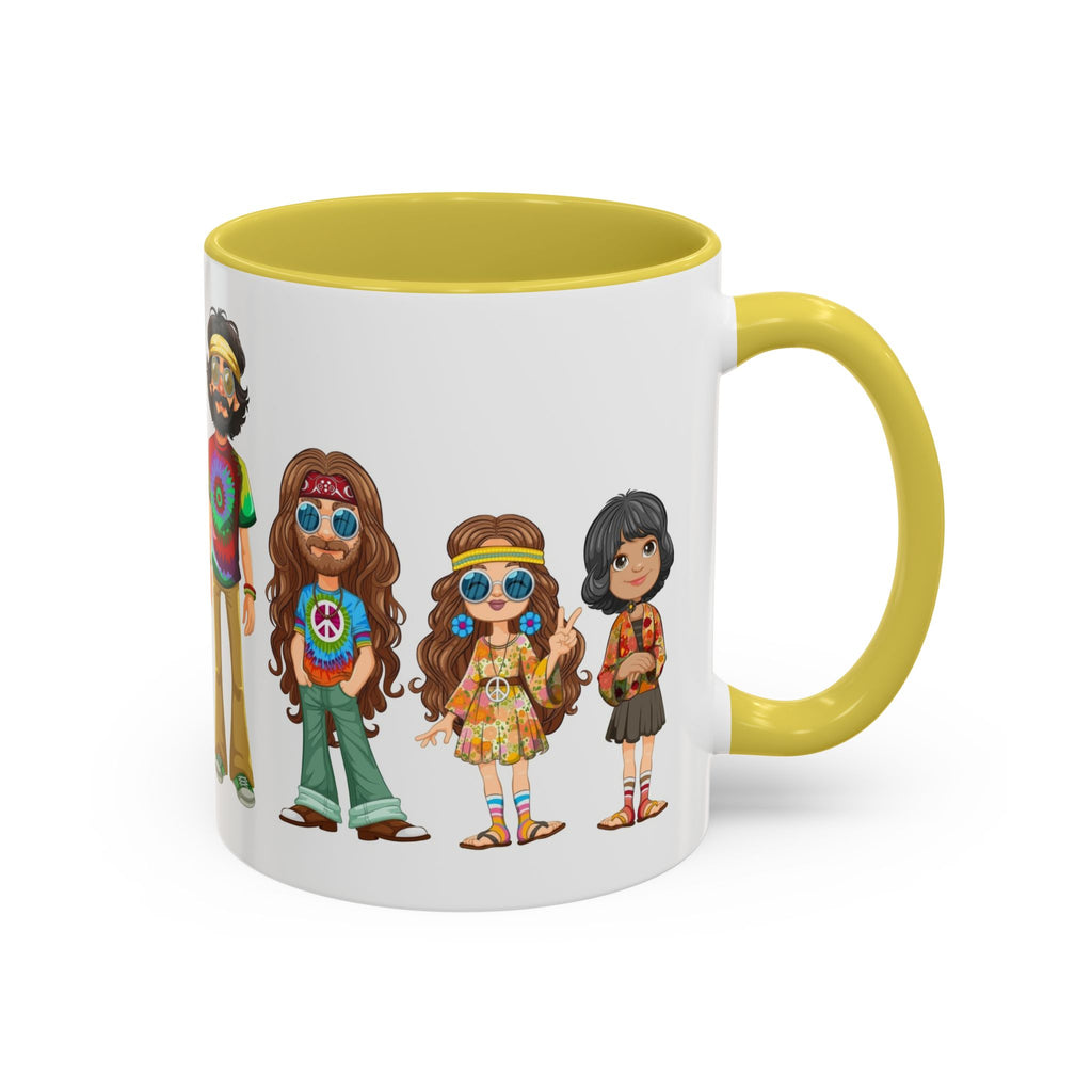 Retro Hippie Characters Mug | 11oz or 15oz Color Accent Ceramic