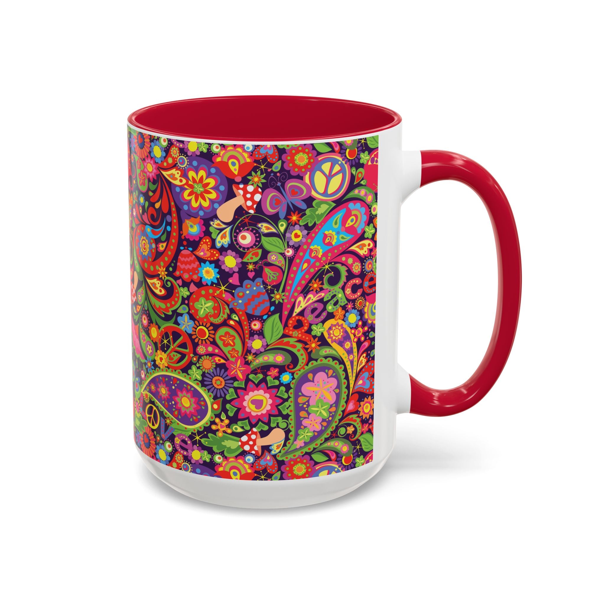 Psychedelic Paisley Peace Mug | Colorful 11oz or 15oz Ceramic