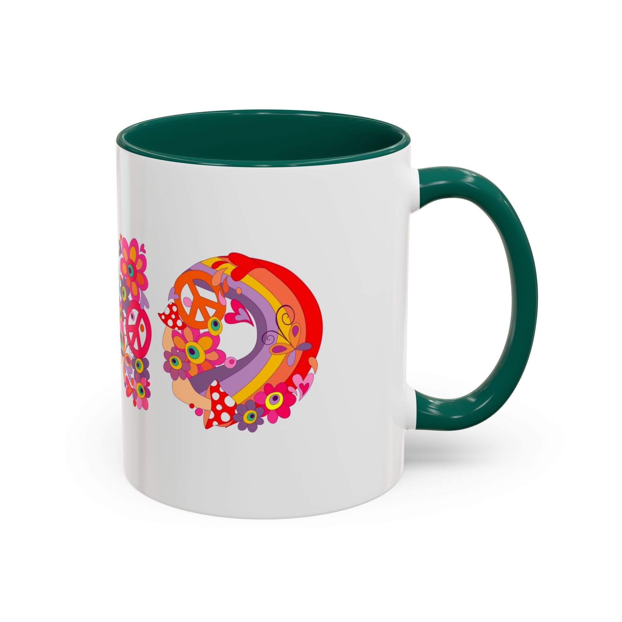 Retro Peace Flower Power Mug | Colorful 70s Hippie Design