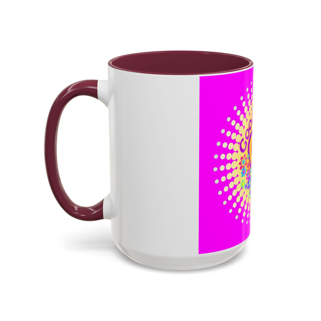 Good Vibes Peace Heart Floral Mug | Colorful 11oz 15oz Ceramic
