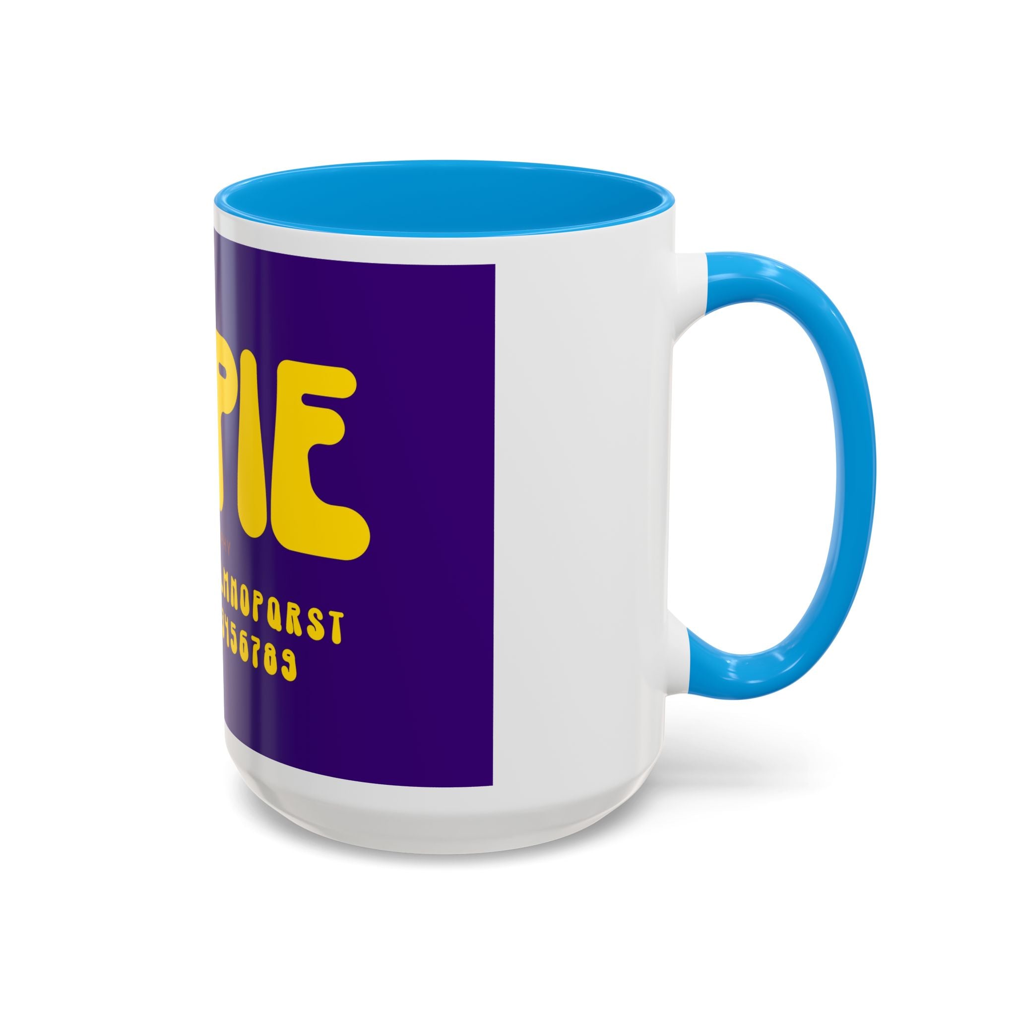 Hippie Typography Mug | Retro 70s Bubble Letters, Purple Yellow 11oz 15oz