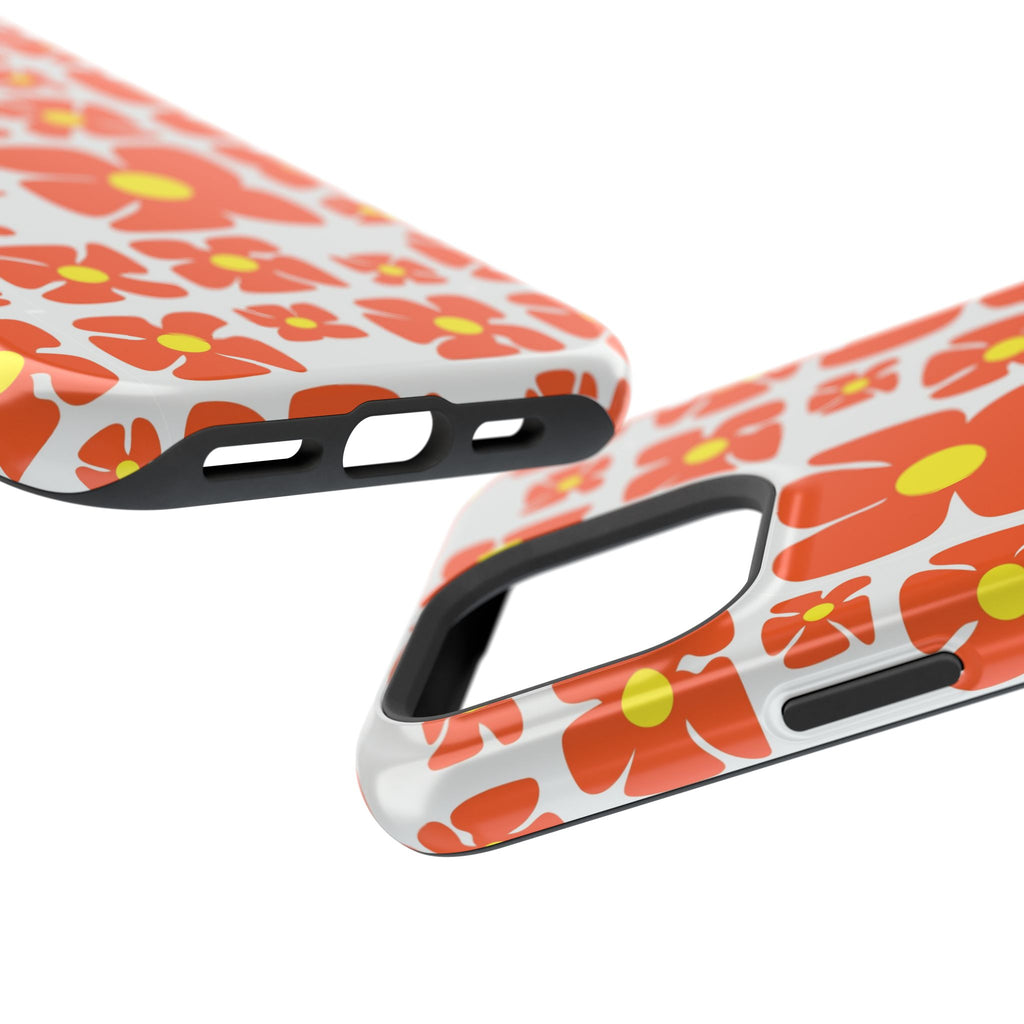 Retro Orange Floral Phone Case | Impact-Resistant Case