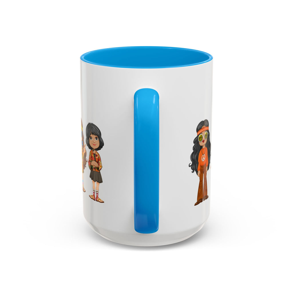 Retro Hippie Characters Mug | 11oz or 15oz Color Accent Ceramic