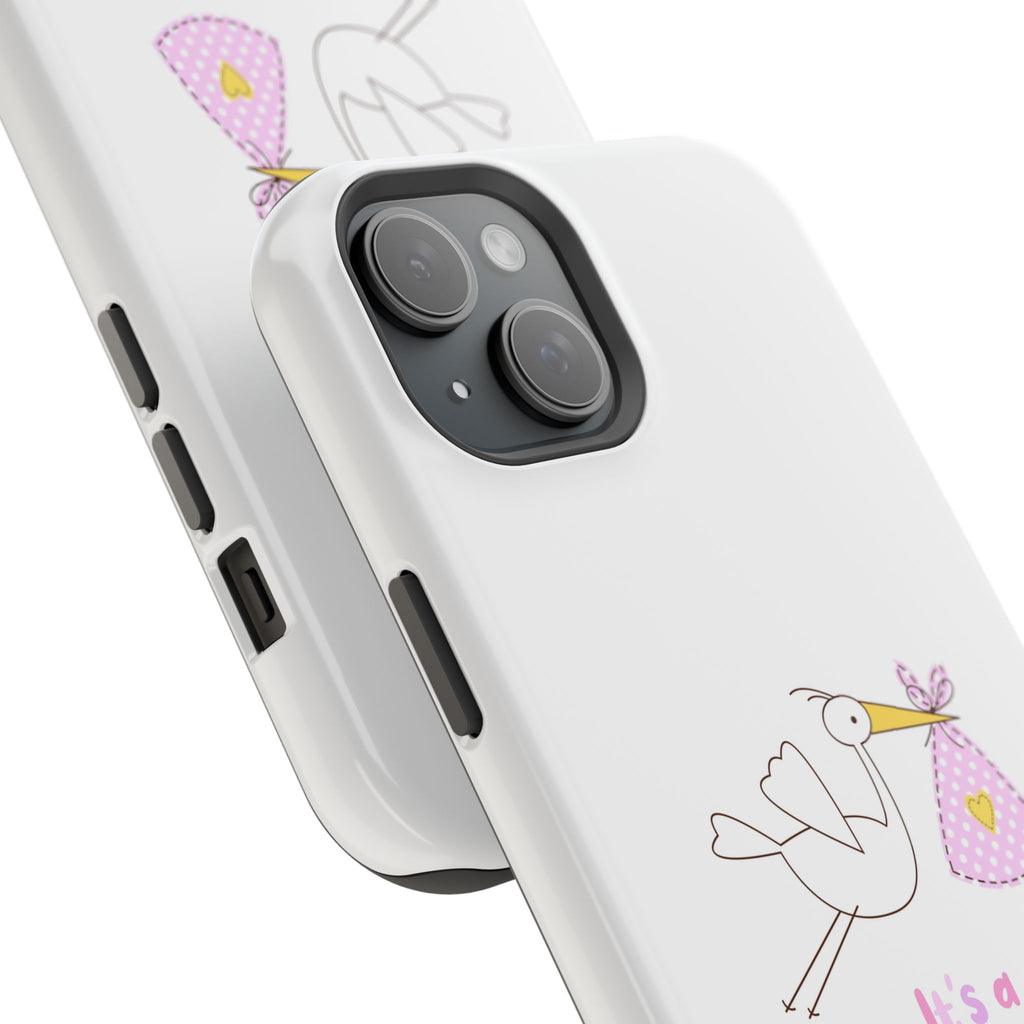 Phone Case - "It's a Girl!" Stork Baby Announcement Impact-Resistant Case