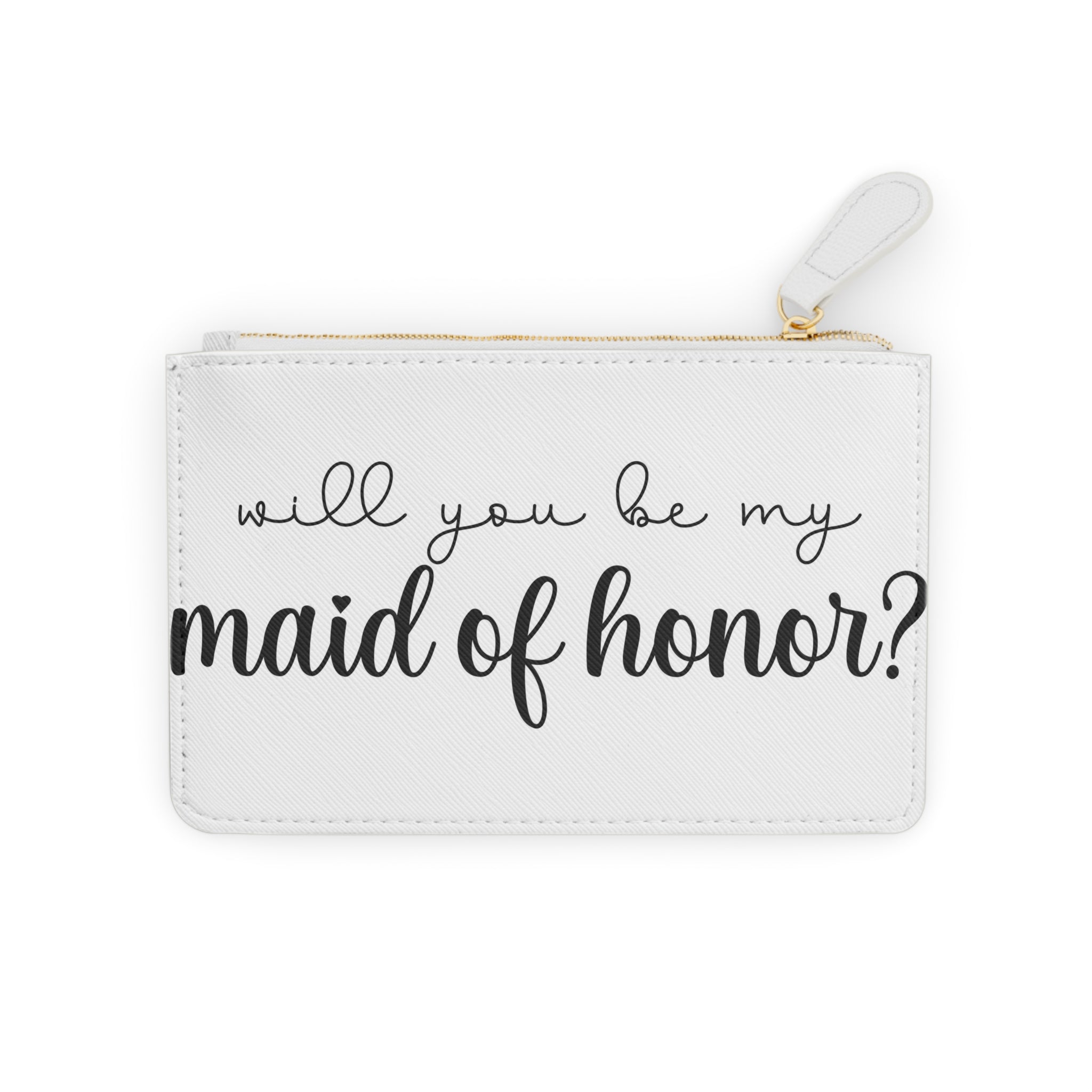 will you be my maid of honor? Mini Clutch Bag | Bridal Proposal, Script Calligraphy