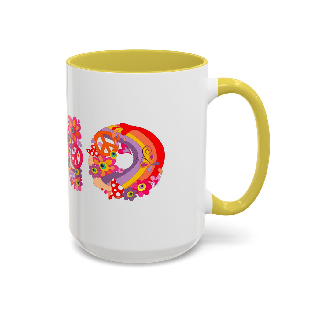 Retro Peace Flower Power Mug | Colorful 70s Hippie Design
