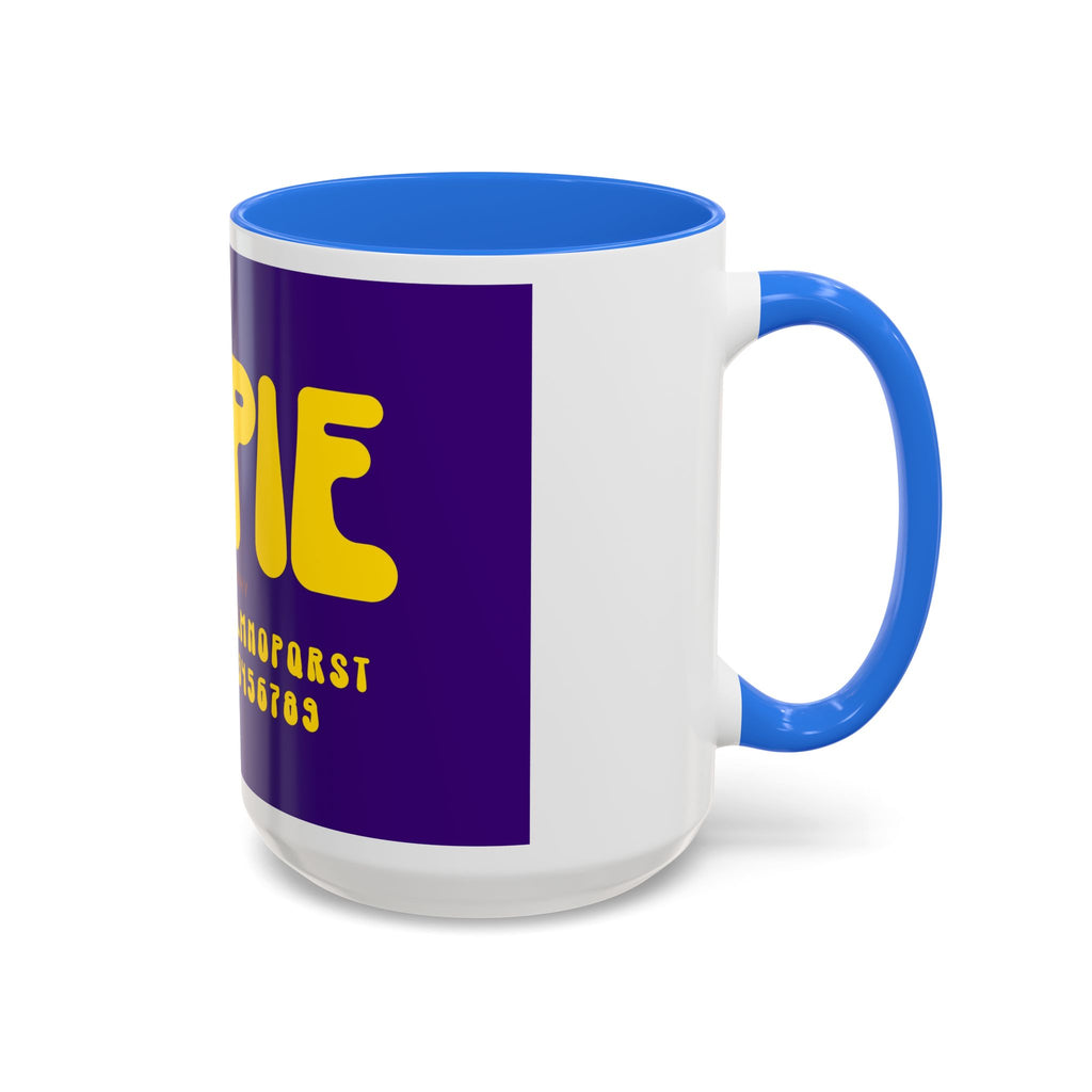 Hippie Typography Mug | Retro 70s Bubble Letters, Purple Yellow 11oz 15oz