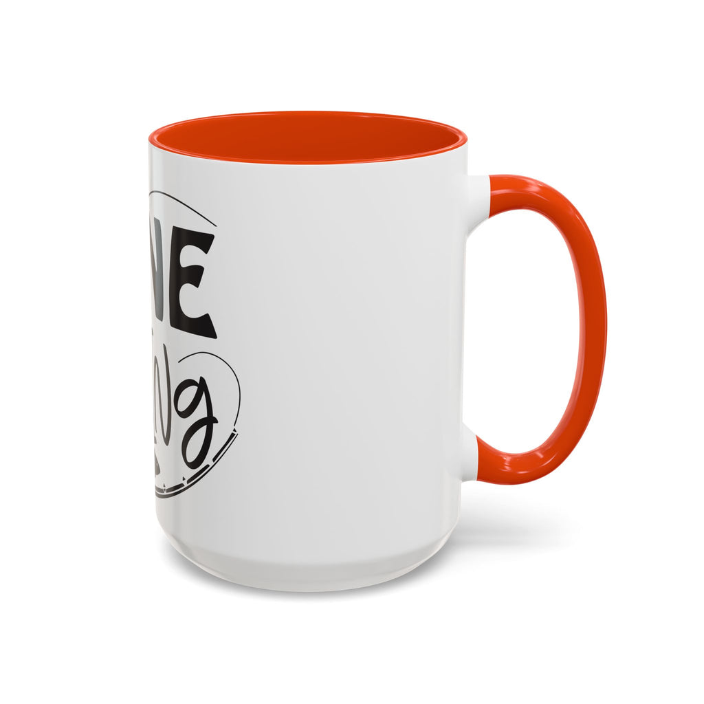 Gone Fishing mug | Fishing typography coffee mug, black handle and rim