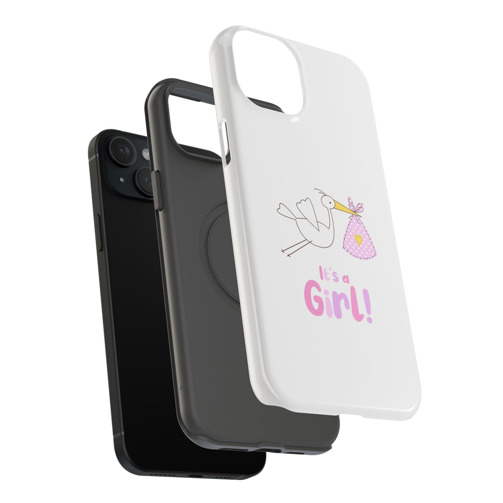 Stork carrying bundle "It's a Girl!" Phone Case | Impact-Resistant Case