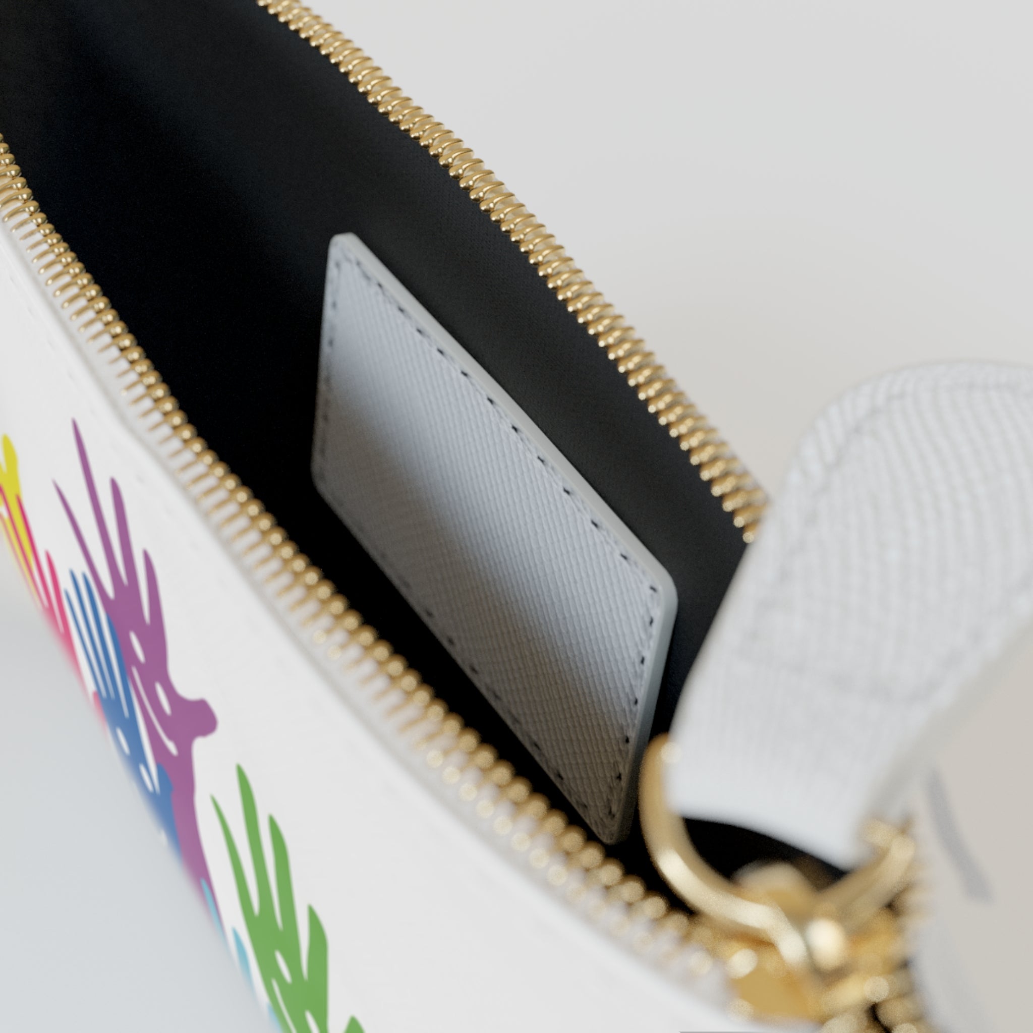 Colorful Smiling Hands Mini Clutch Bag | Rainbow Raised Hands Design