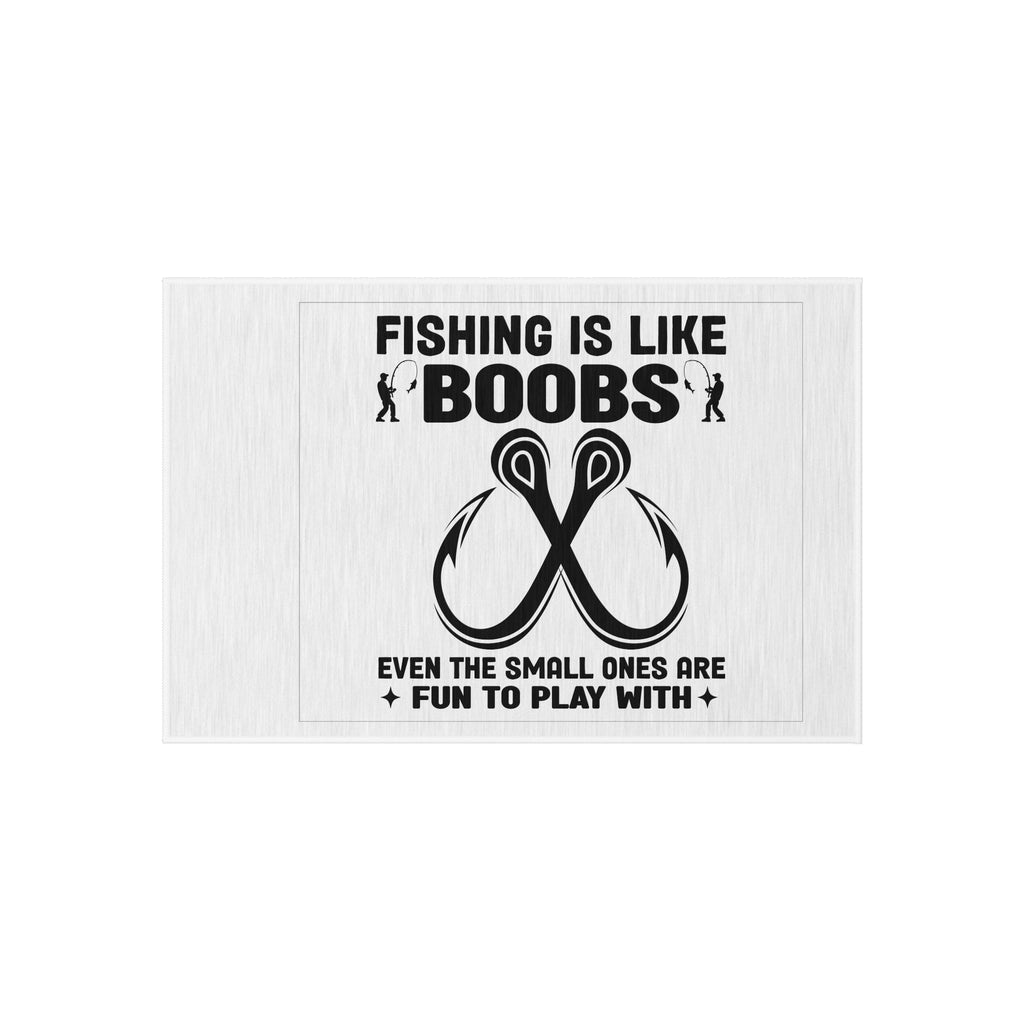 Fishing Is Like Boobs Outdoor Rug | Funny Fishing Hook Graphic