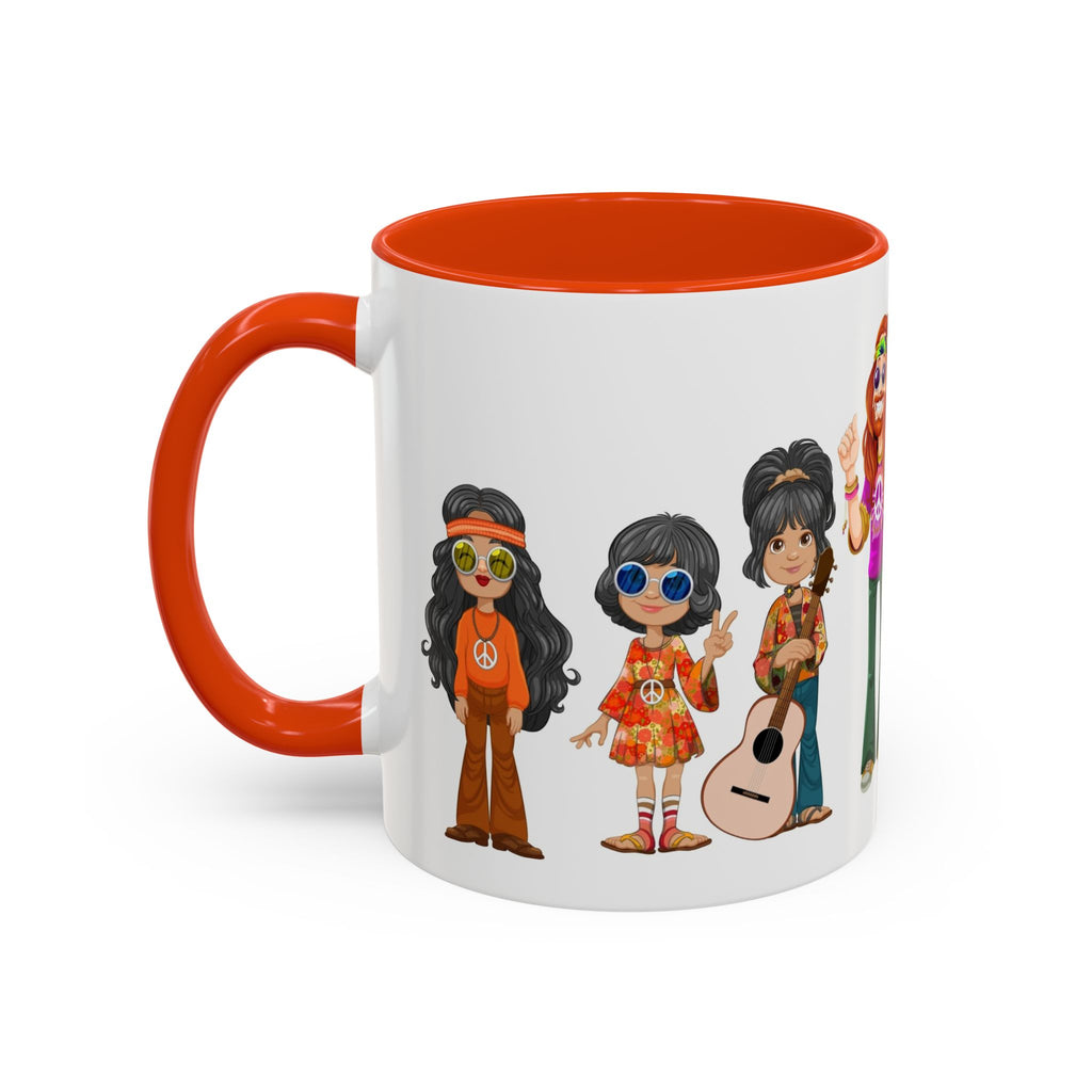Retro Hippie Characters Mug | 11oz or 15oz Color Accent Ceramic