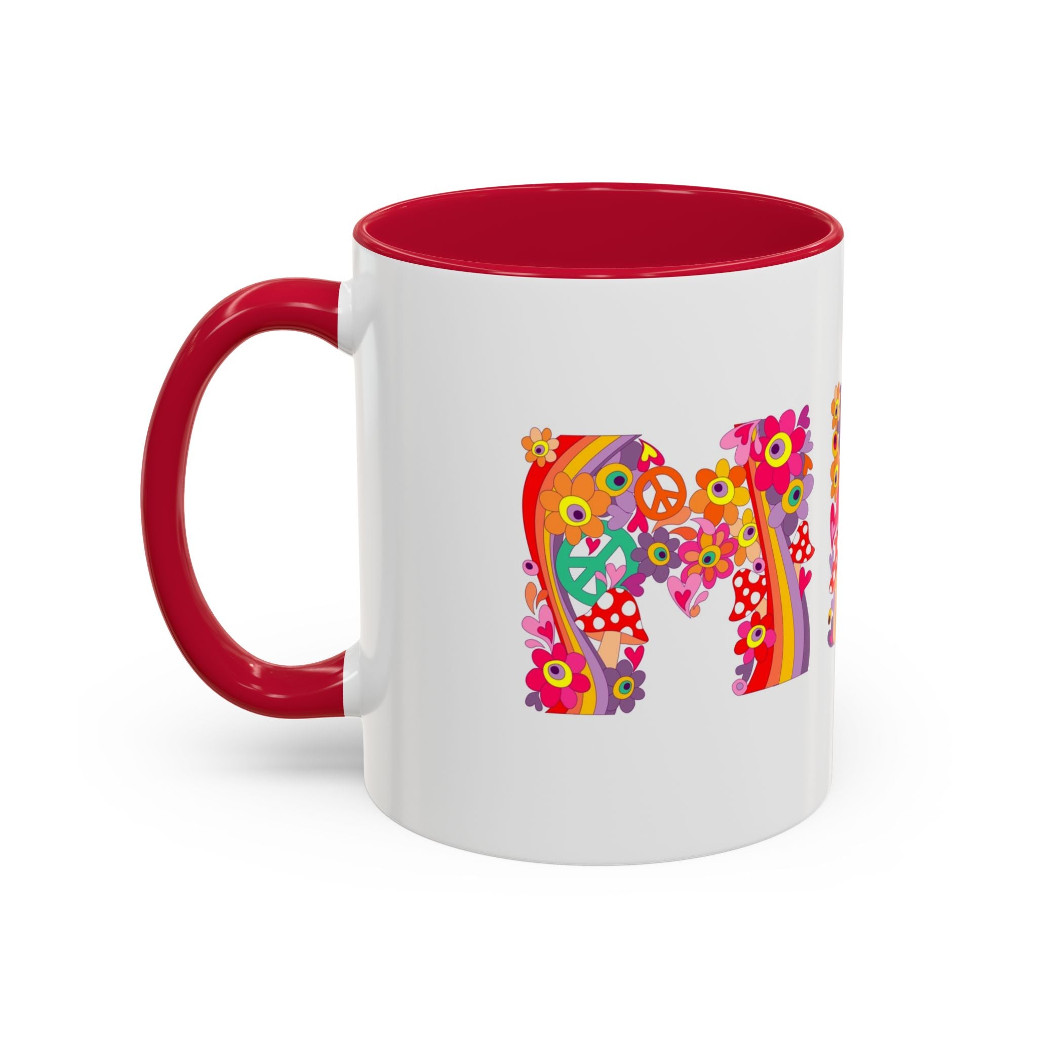 Retro Peace Flower Power Mug | Colorful 70s Hippie Design