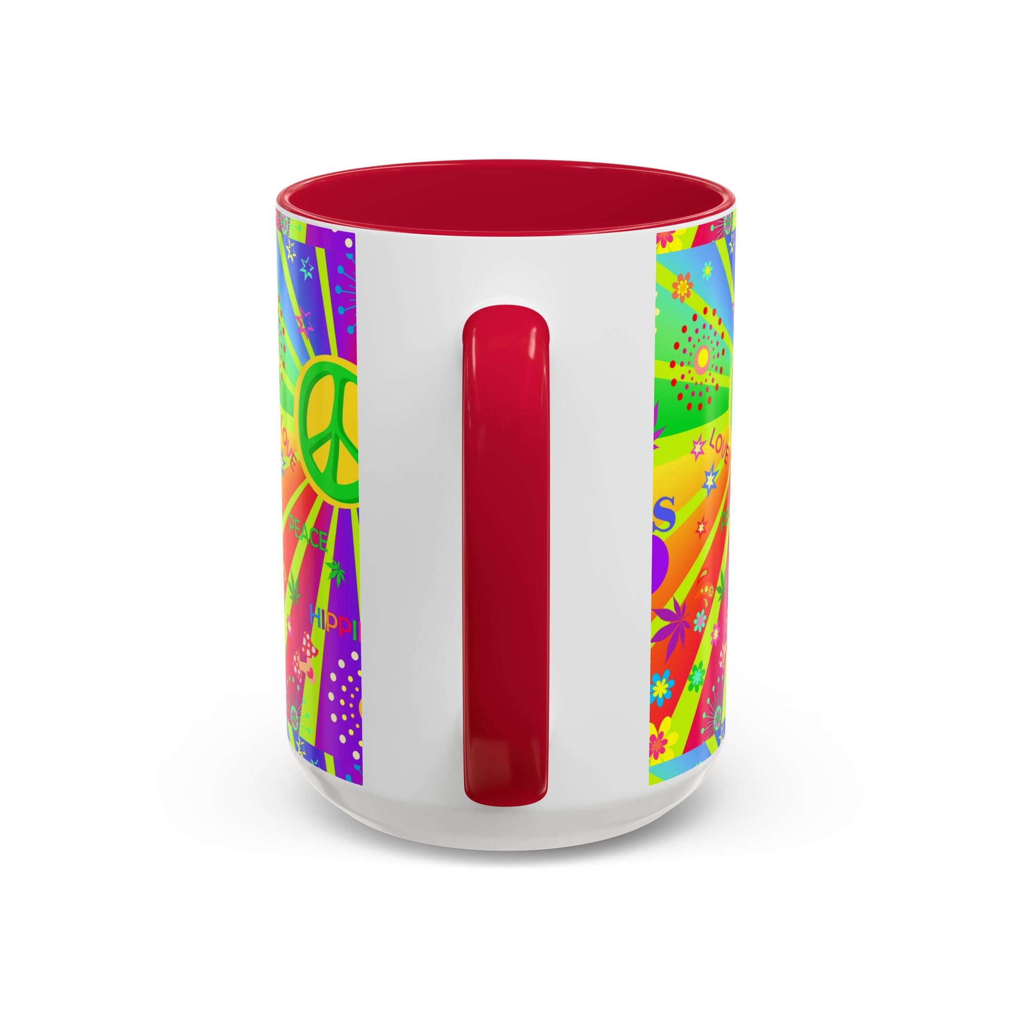 70s Peace Sign Psychedelic Mug | Retro Hippie Rainbow Coffee Cup