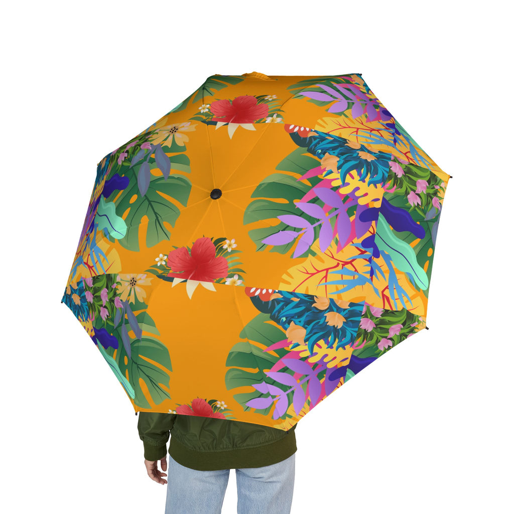 Tropical Floral Foldable Umbrella | Hibiscus Leaf Print