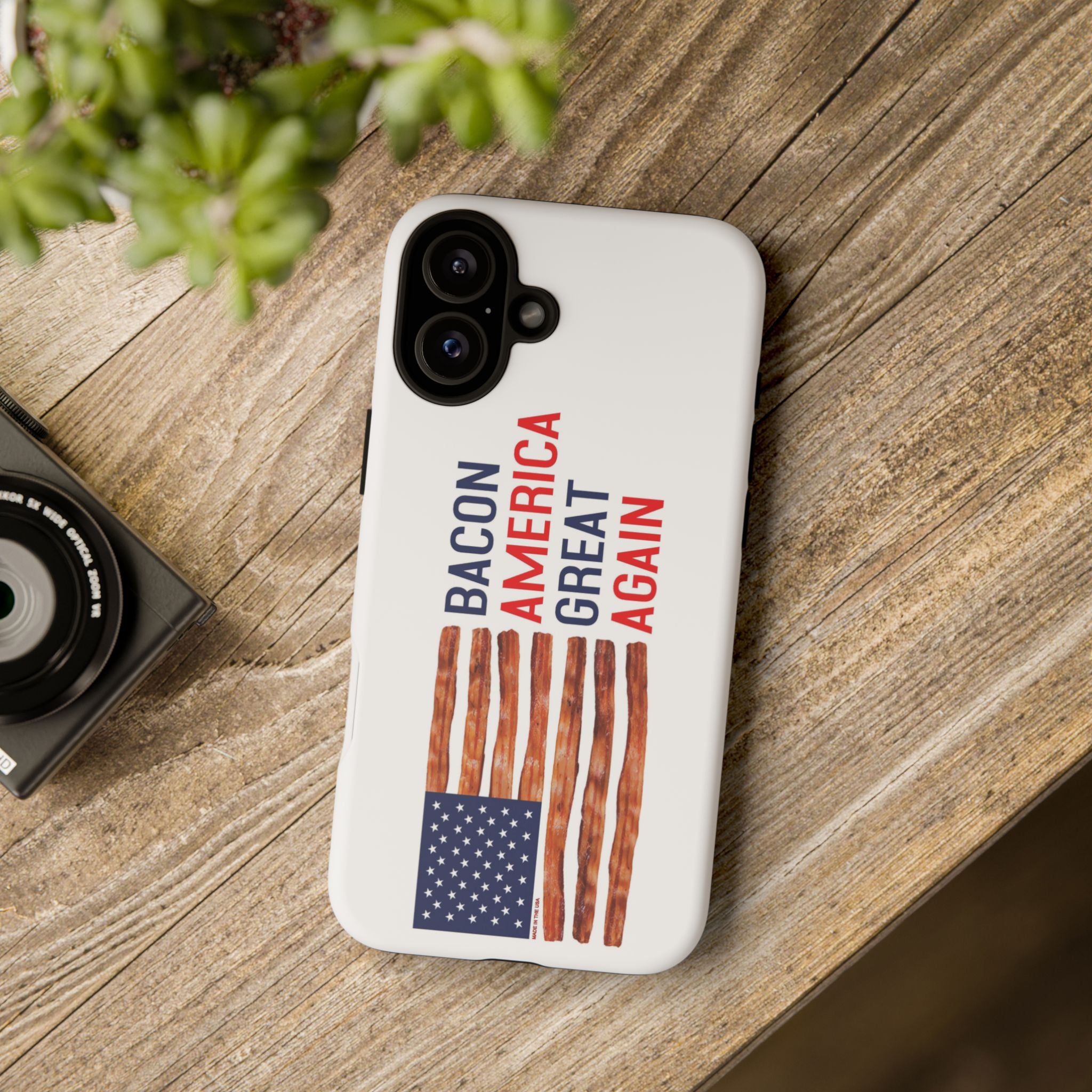 Bacon American Great Again phone case | patriotic bacon flag iPhone case