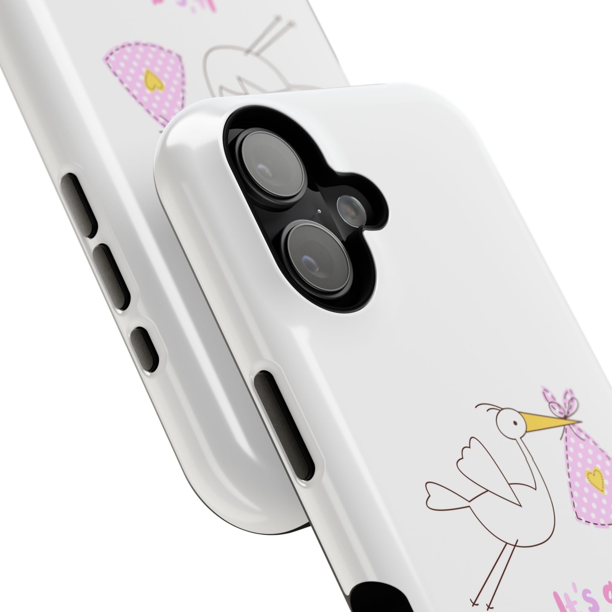 Stork carrying bundle "It's a Girl!" Phone Case | Impact-Resistant Case