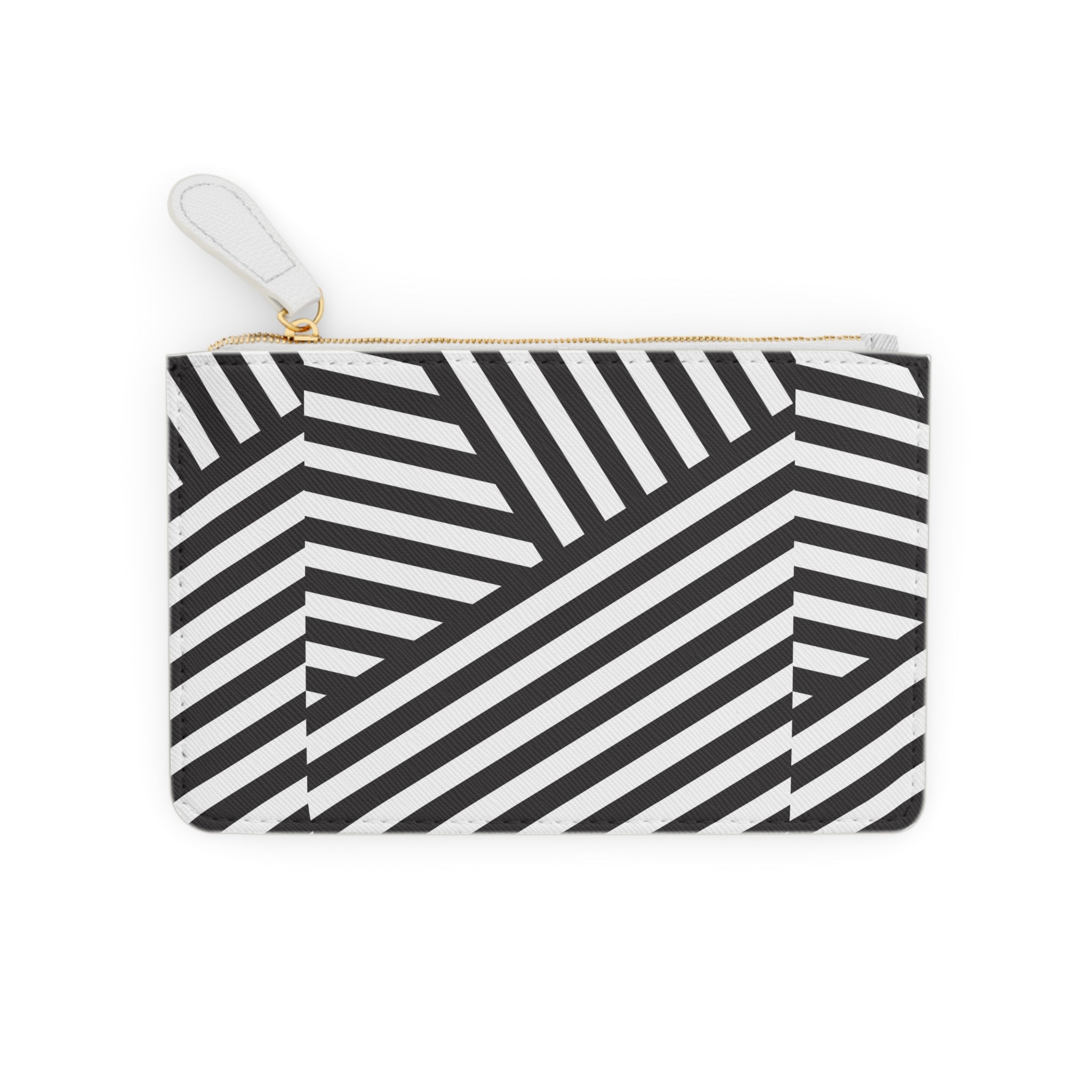 Black White Geometric Stripes Mini Clutch Bag | Modern Optical Pattern