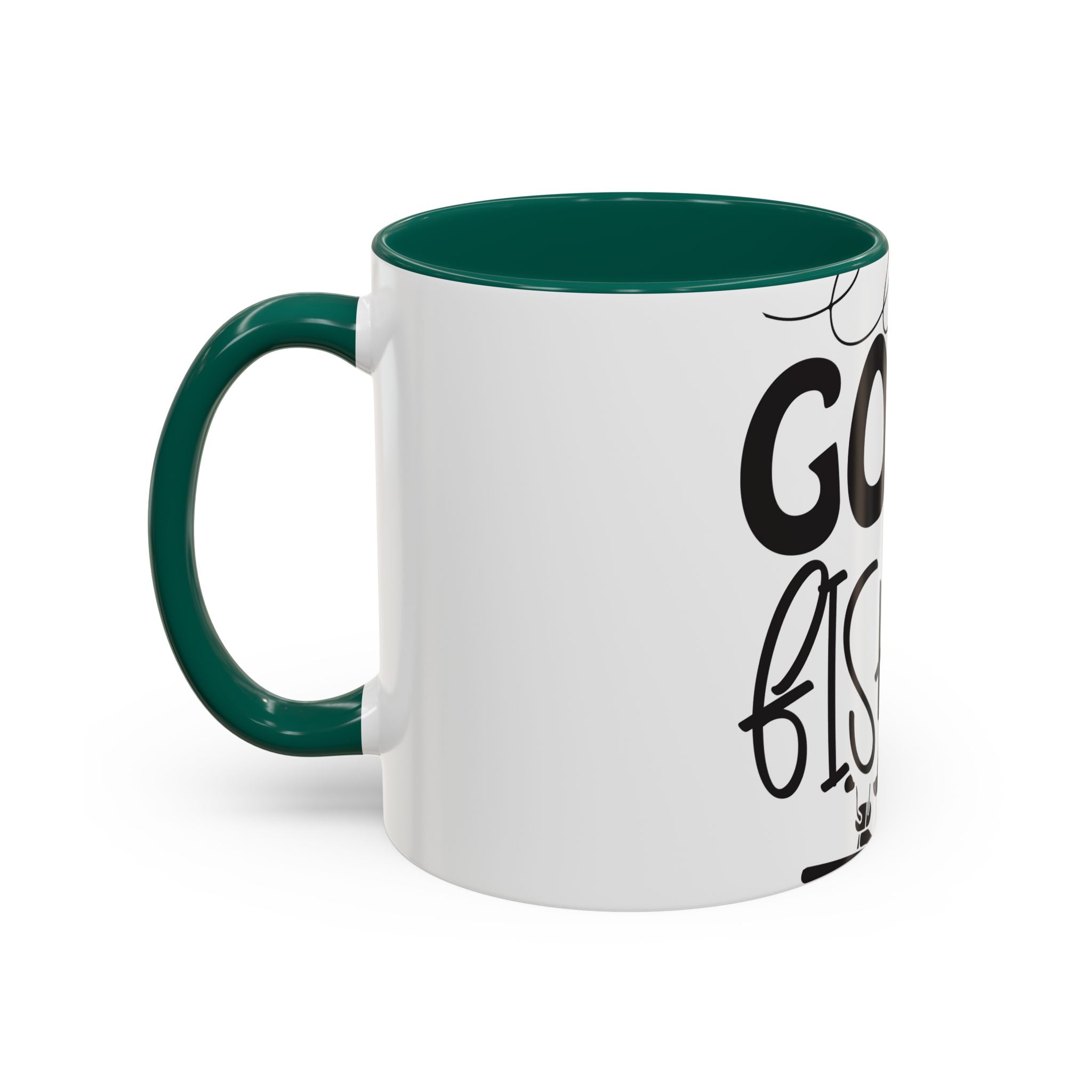 Gone Fishing mug | Fishing typography coffee mug, black handle and rim