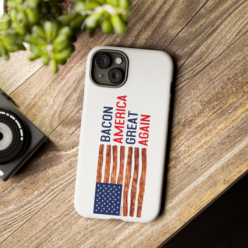 Bacon American Great Again phone case | patriotic bacon flag iPhone case