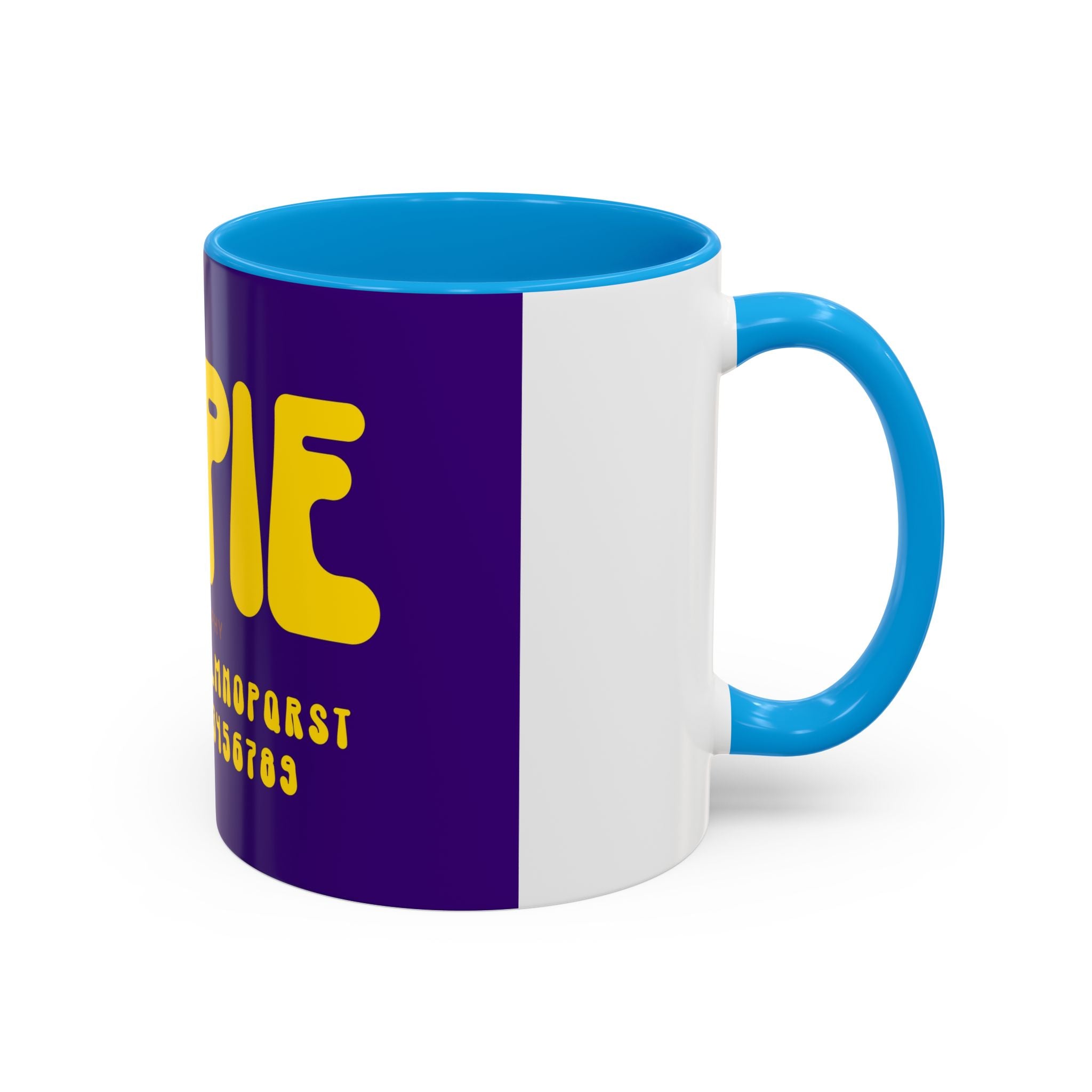 Hippie Typography Mug | Retro 70s Bubble Letters, Purple Yellow 11oz 15oz