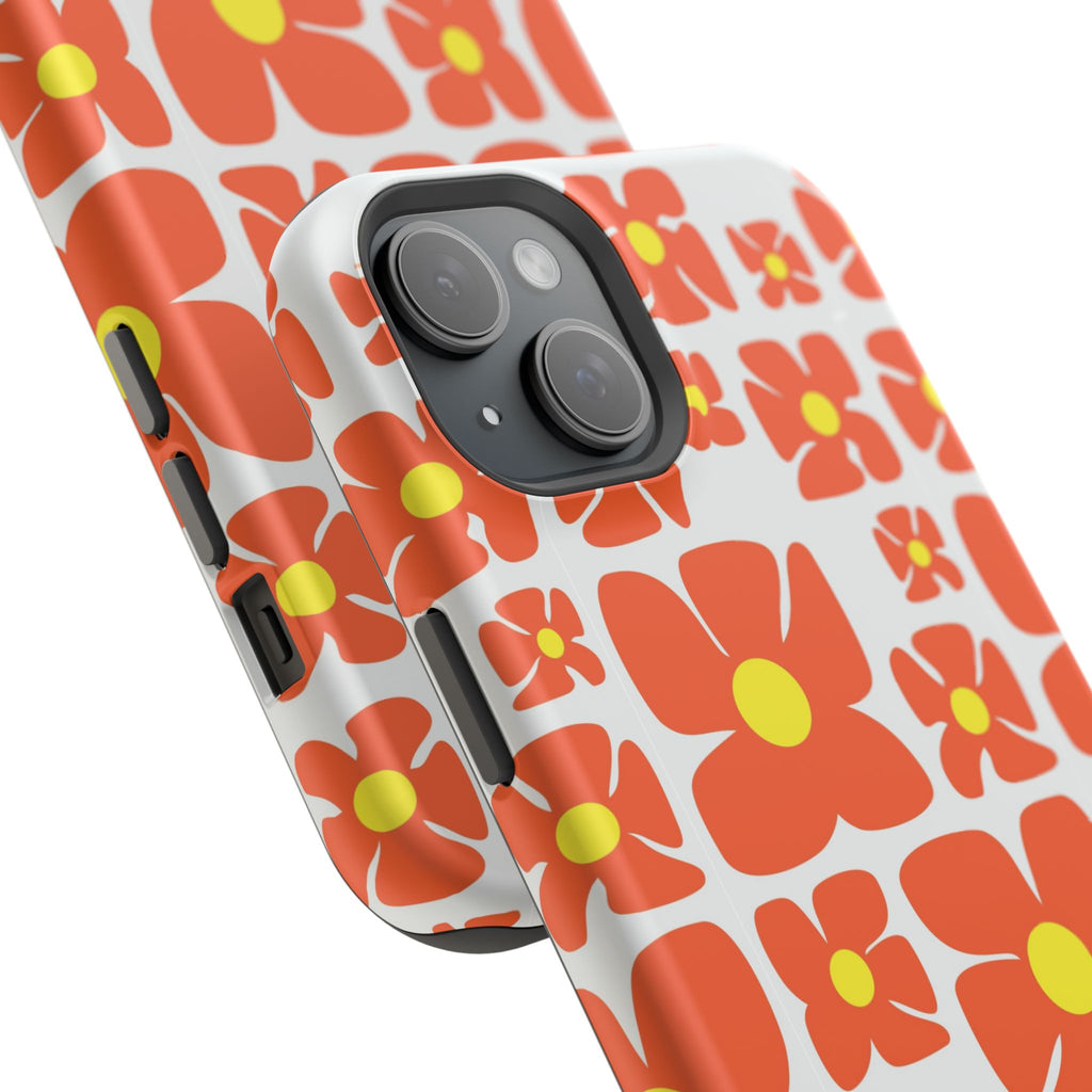 Retro Orange Floral Phone Case | Impact-Resistant Case