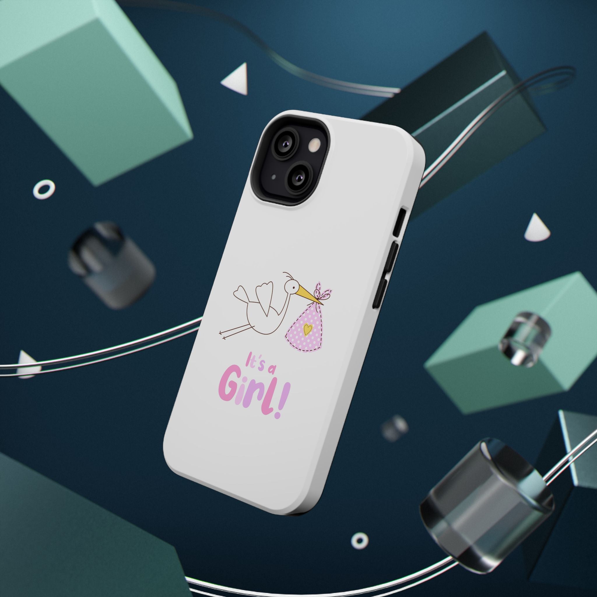 Phone Case - "It's a Girl!" Stork Baby Announcement Impact-Resistant Case