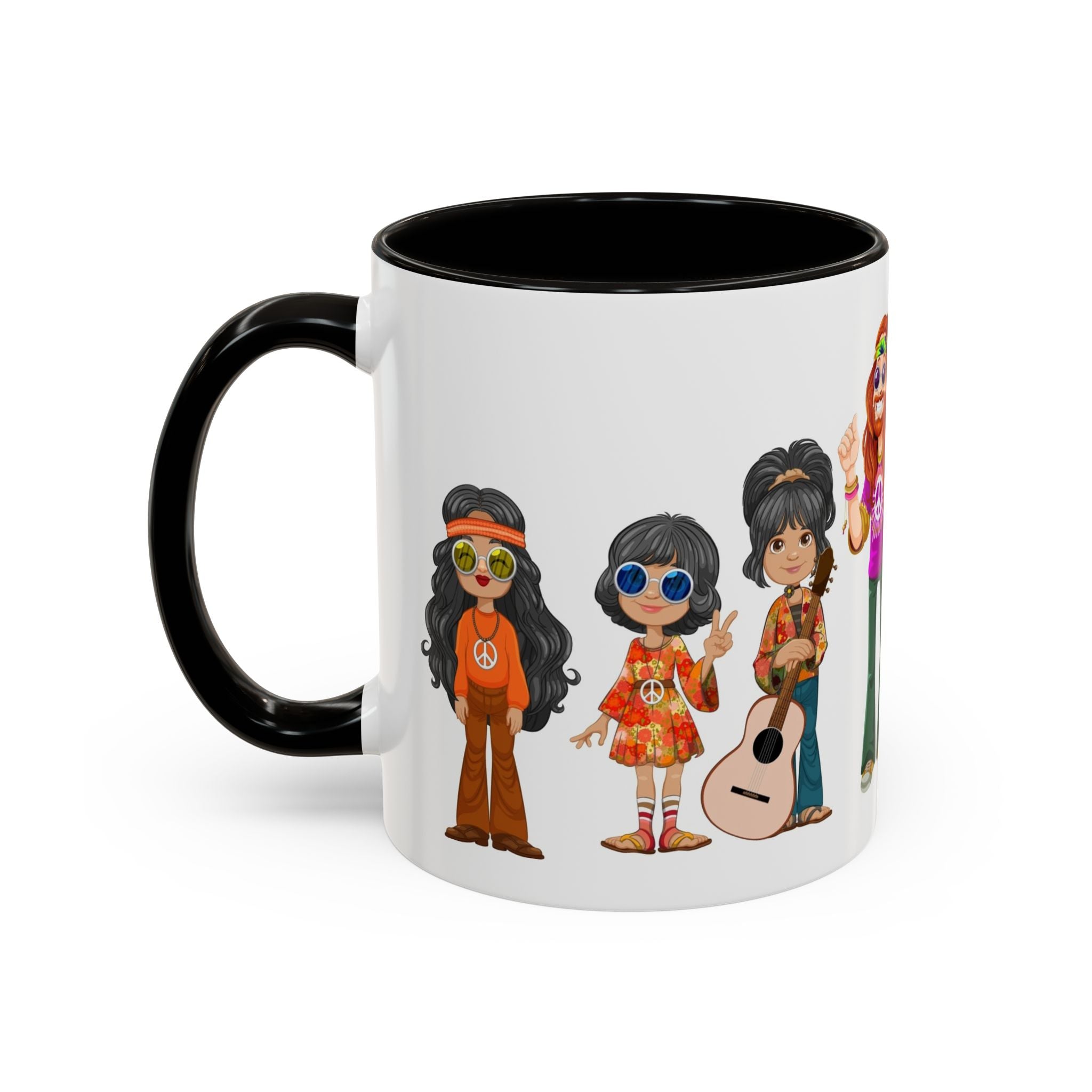 Retro Hippie Characters Mug | 11oz or 15oz Color Accent Ceramic