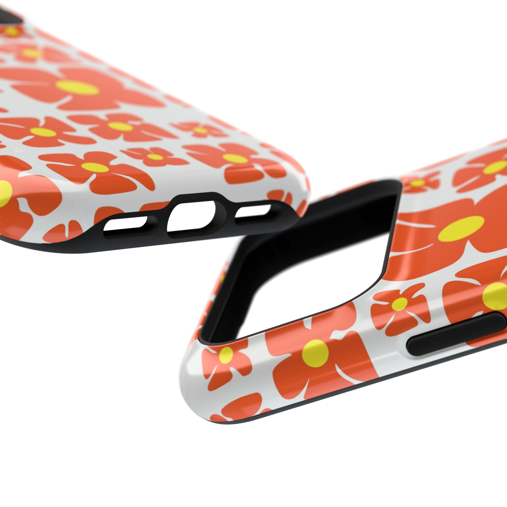 Retro Orange Floral Phone Case | Impact-Resistant Case