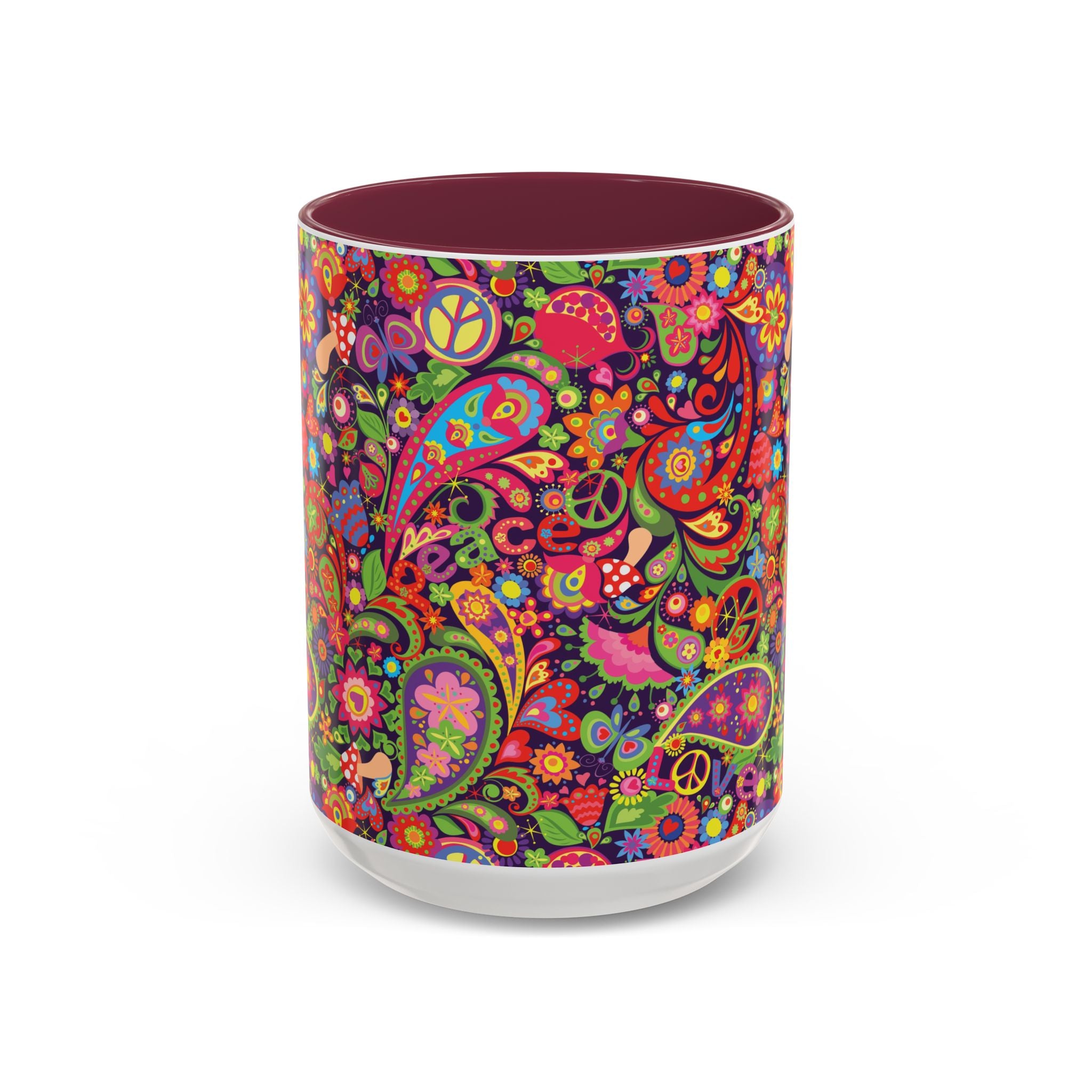 Psychedelic Paisley Peace Mug | Colorful 11oz or 15oz Ceramic