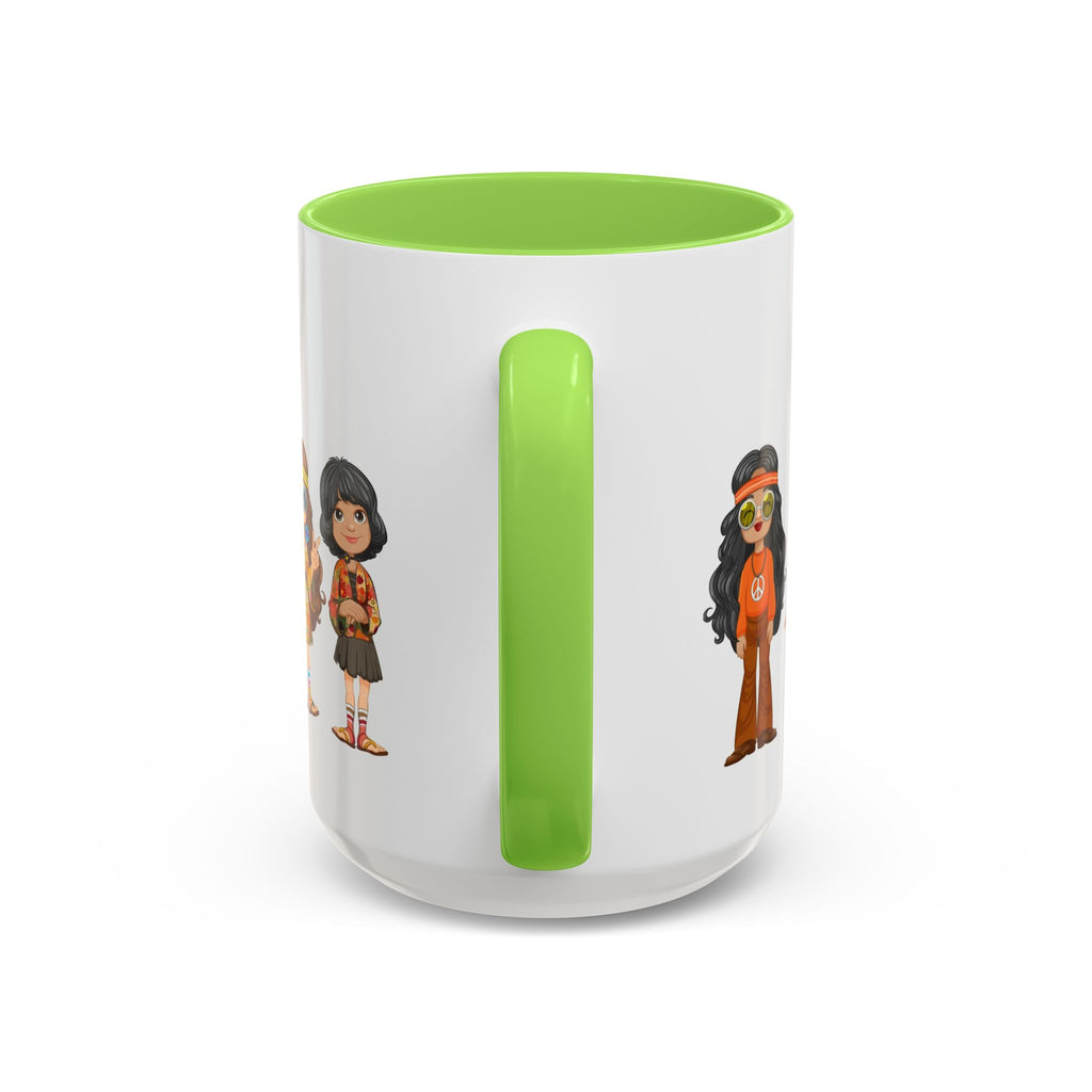 Retro Hippie Characters Mug | 11oz or 15oz Color Accent Ceramic