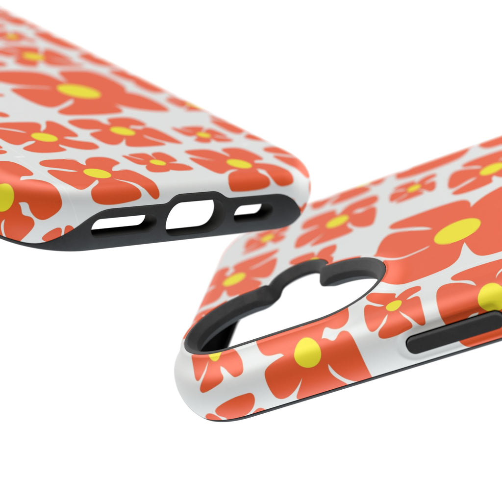 Retro Orange Floral Phone Case | Impact-Resistant Case