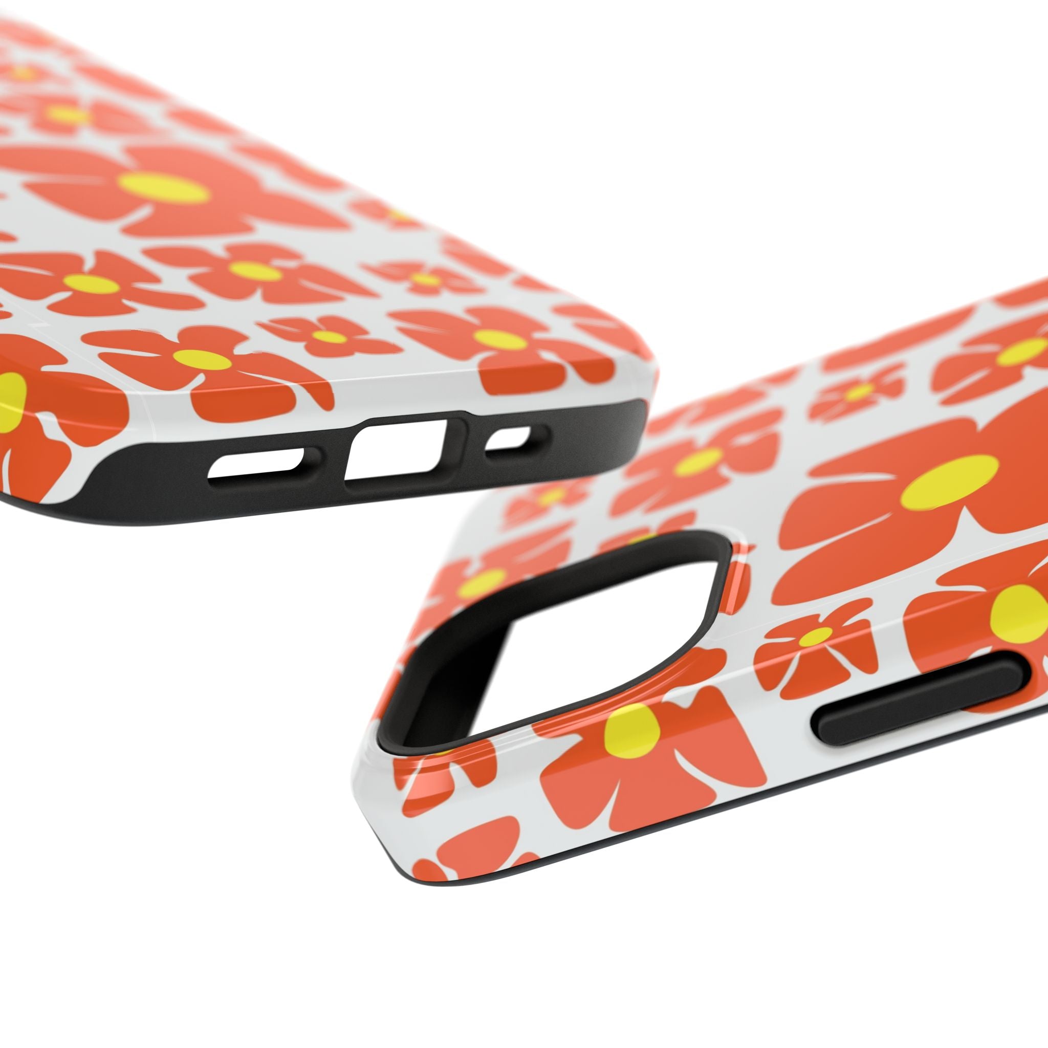 Retro Orange Floral Phone Case | Impact-Resistant Case