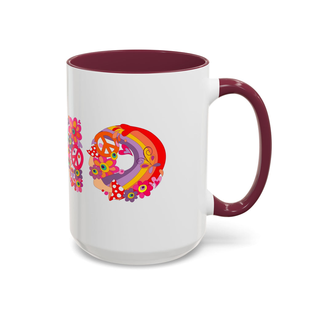 Retro Peace Flower Power Mug | Colorful 70s Hippie Design
