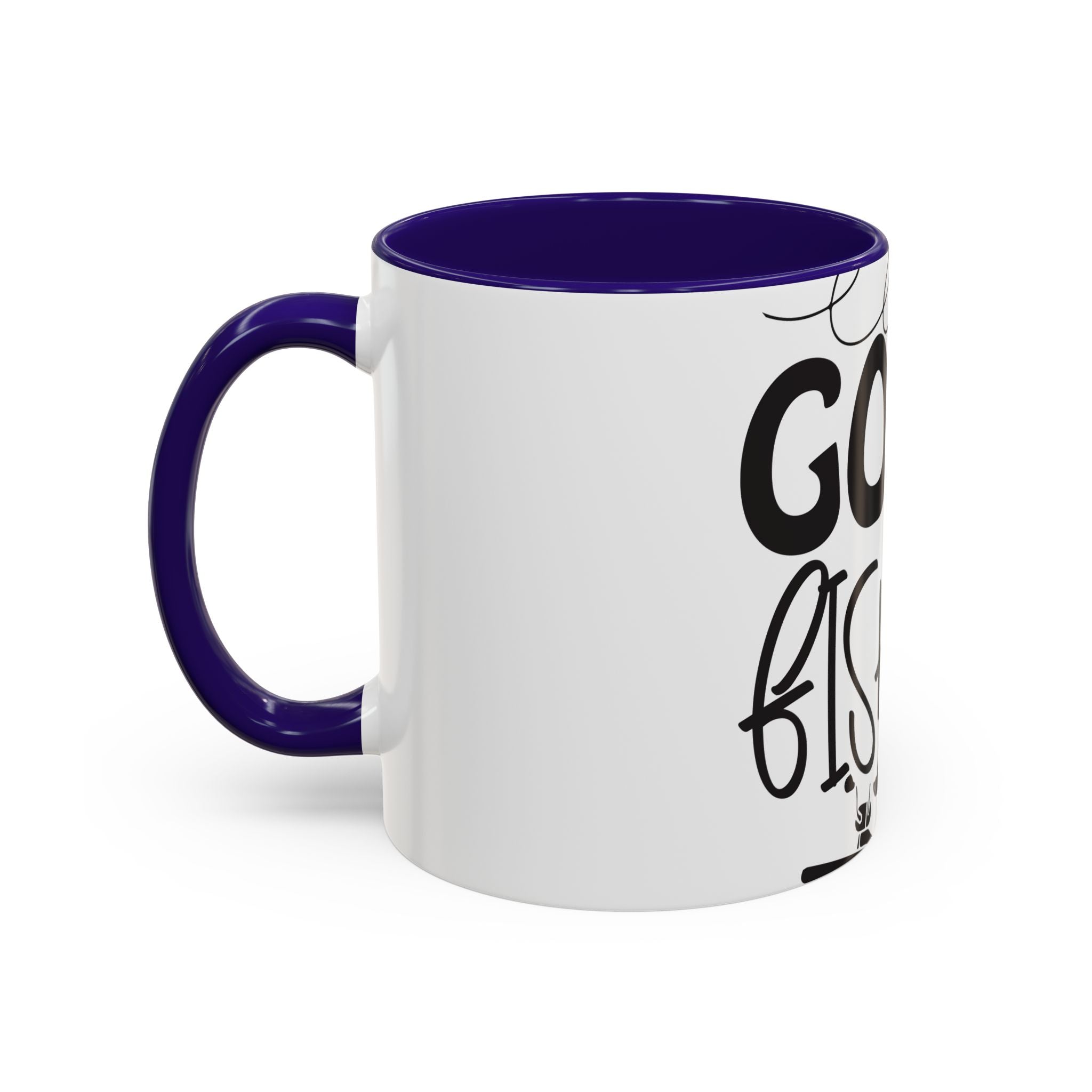 Gone Fishing mug | Fishing typography coffee mug, black handle and rim
