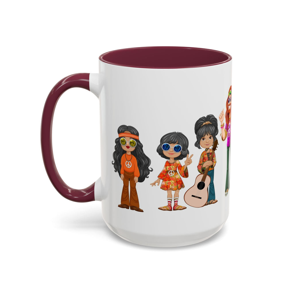 Retro Hippie Characters Mug | 11oz or 15oz Color Accent Ceramic