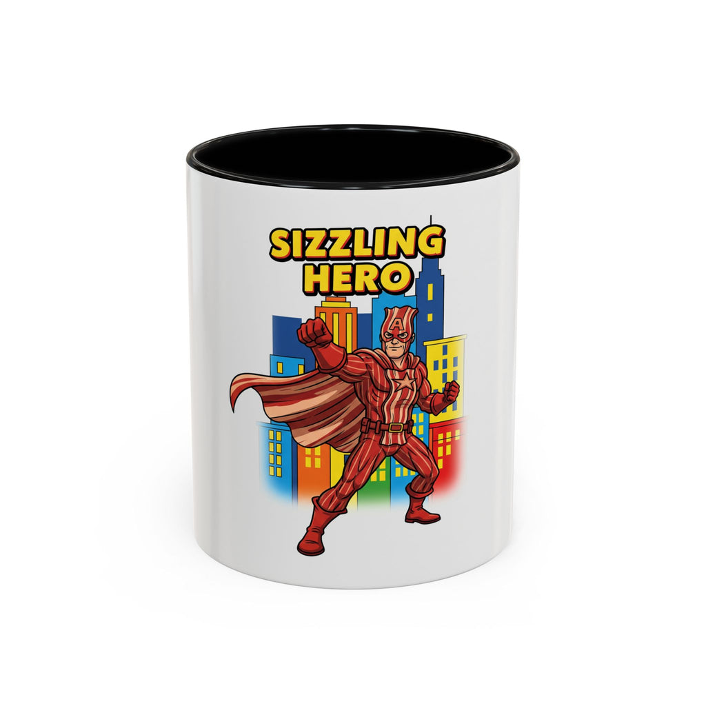 Sizzling Hero Mug | Accent Coffee Mug 11oz 15oz, Superhero City Design