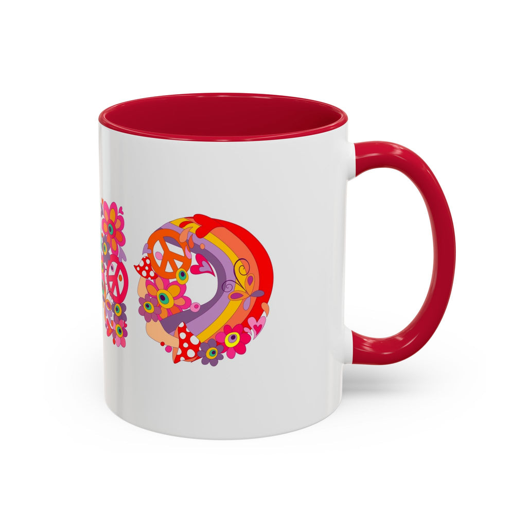 Retro Peace Flower Power Mug | Colorful 70s Hippie Design