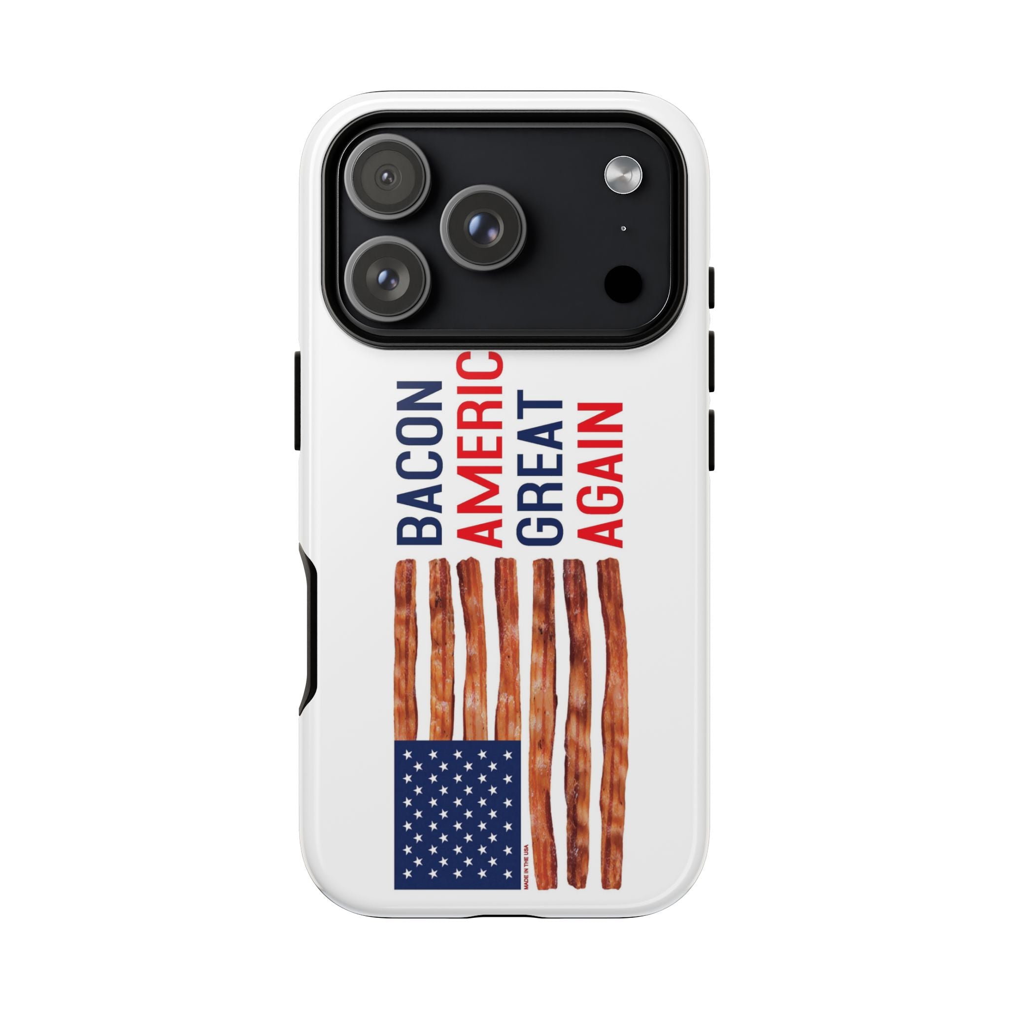 Bacon American Great Again phone case | patriotic bacon flag iPhone case