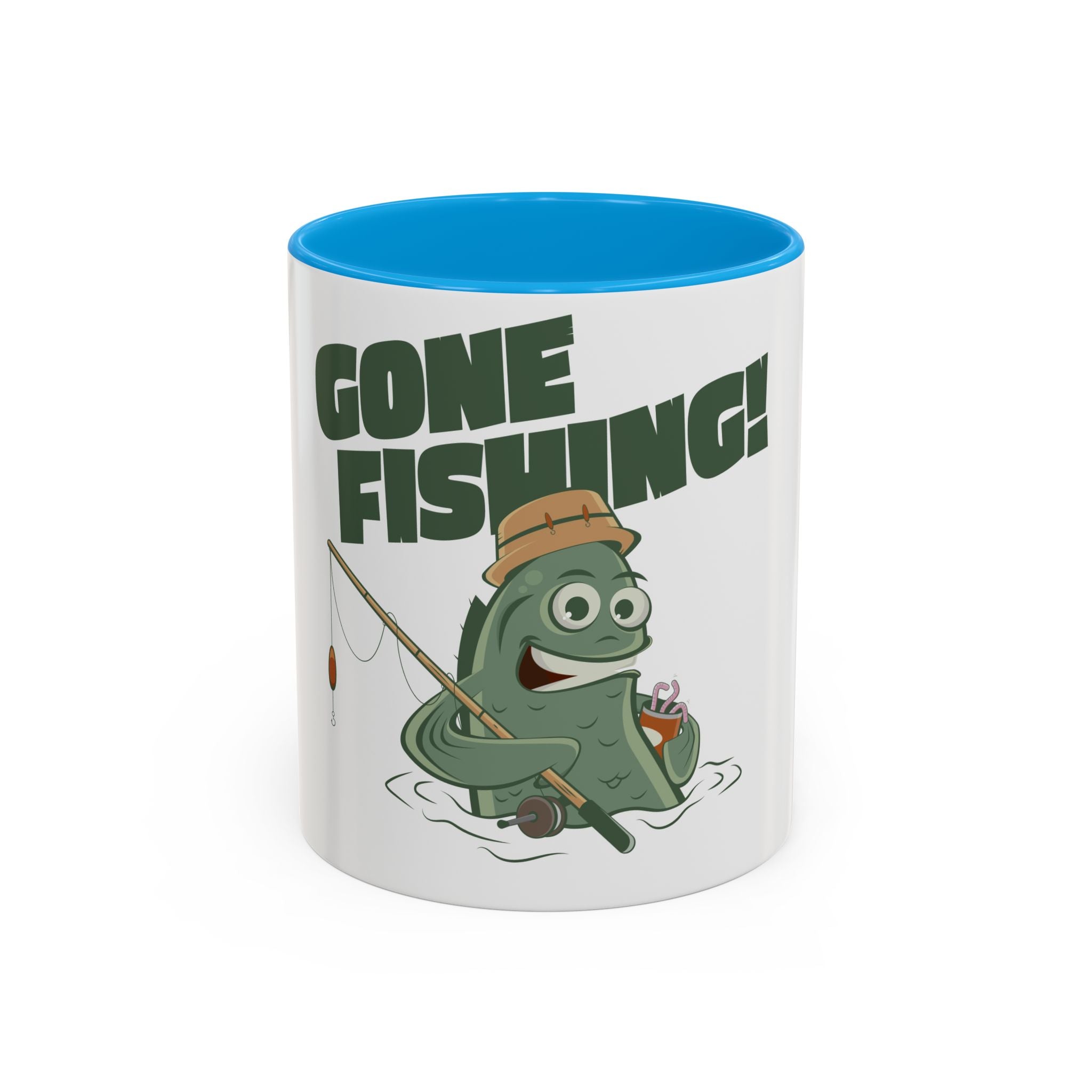 Gone Fishing fish character Mug | 11oz 15oz colorful ceramic