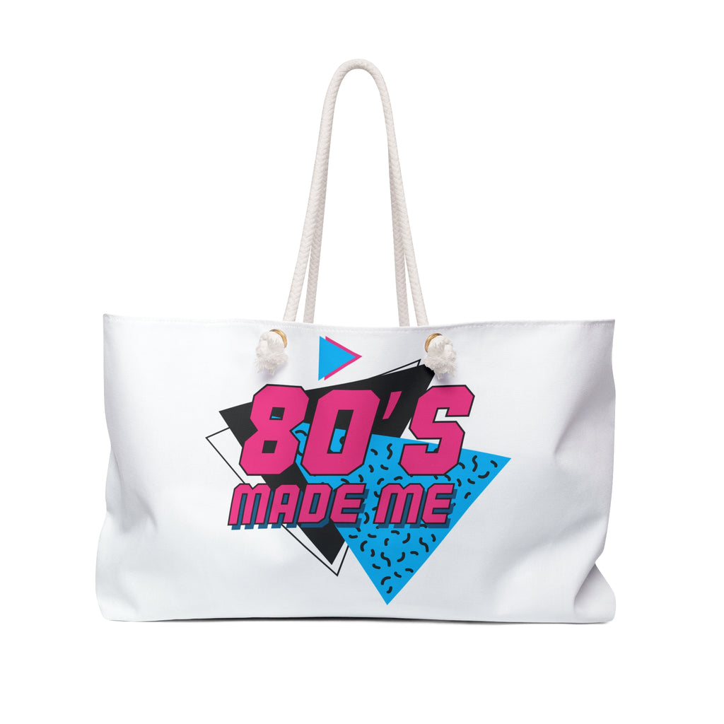 80's Made Me Weekender Bag | Retro 80s Neon Geometric Design
